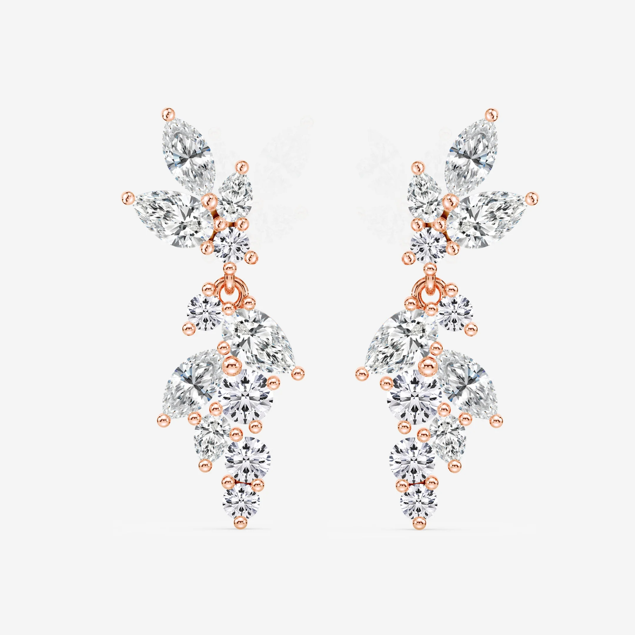 Petals Diamond Dangle Earrings - Image 4