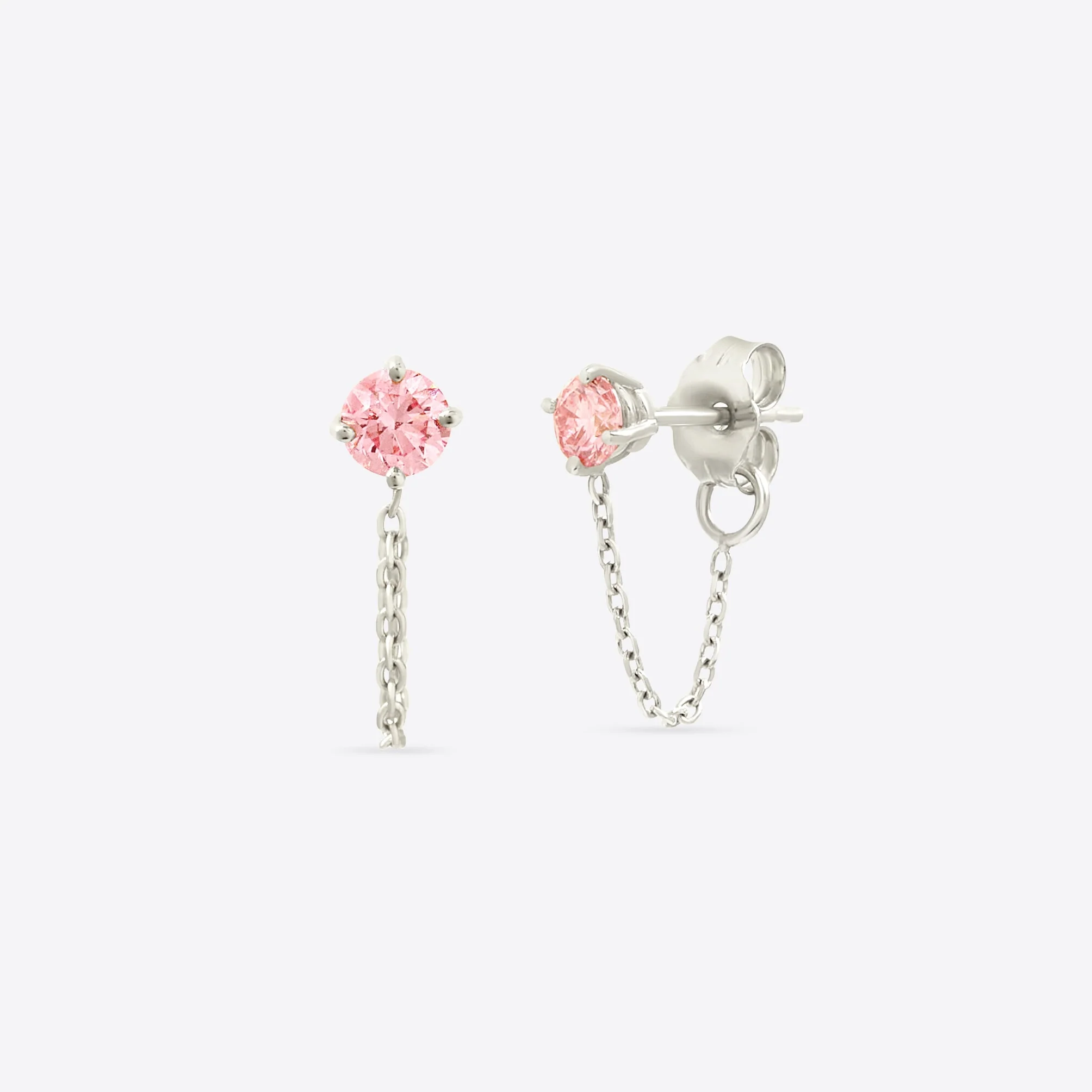 Pink Diamond Chain Studs - Image 2