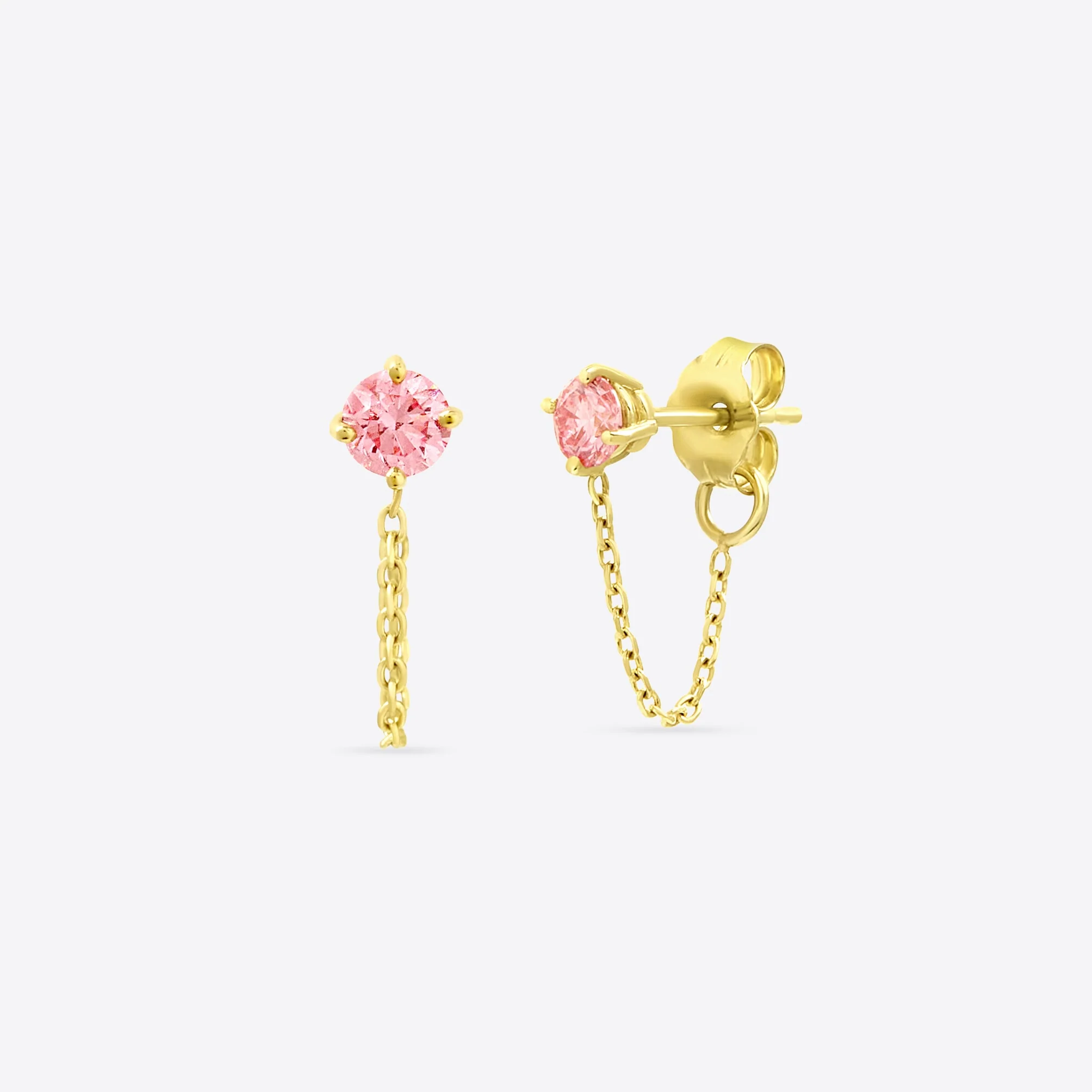 Pink Diamond Chain Studs - Image 2