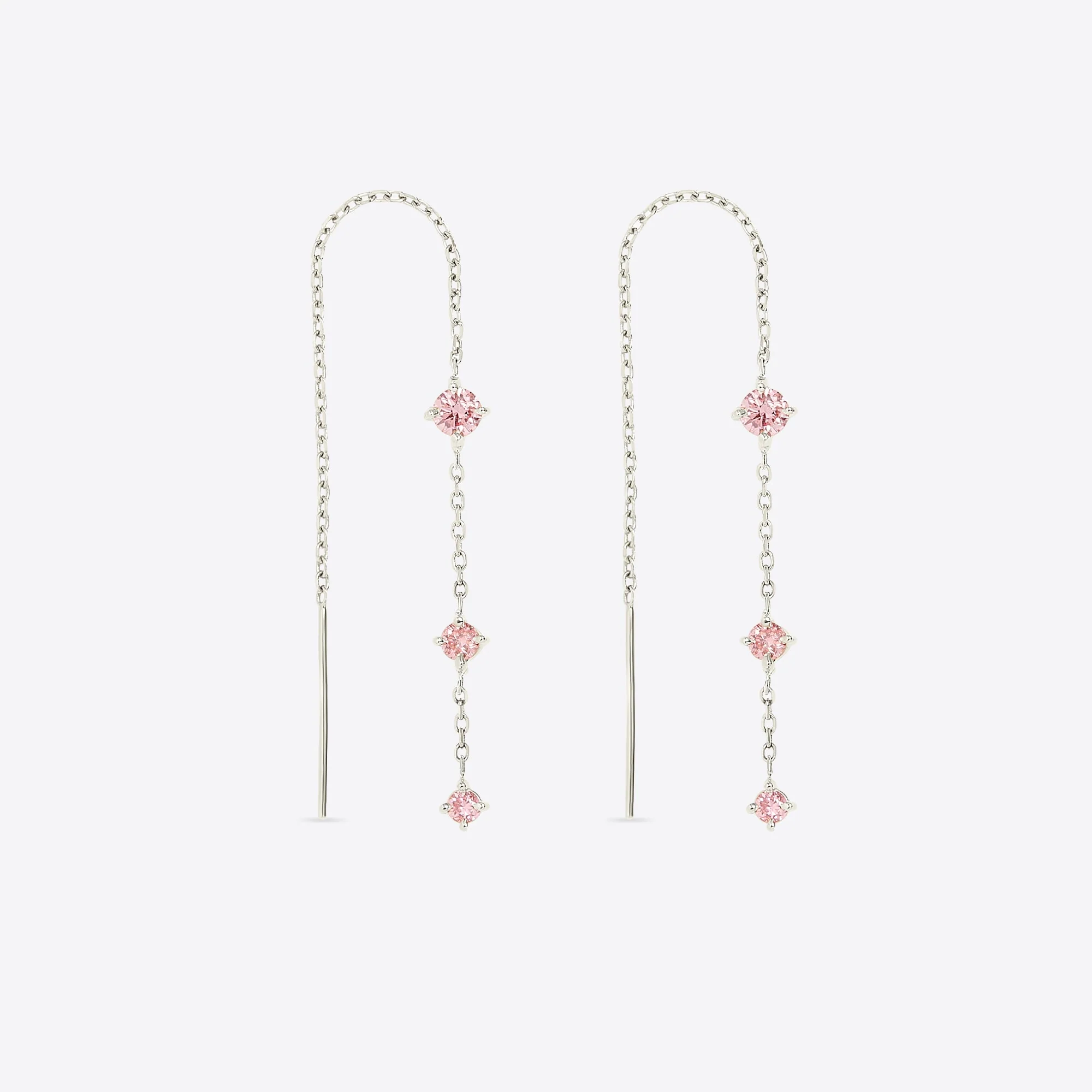 Pink Diamond Threader Earrings