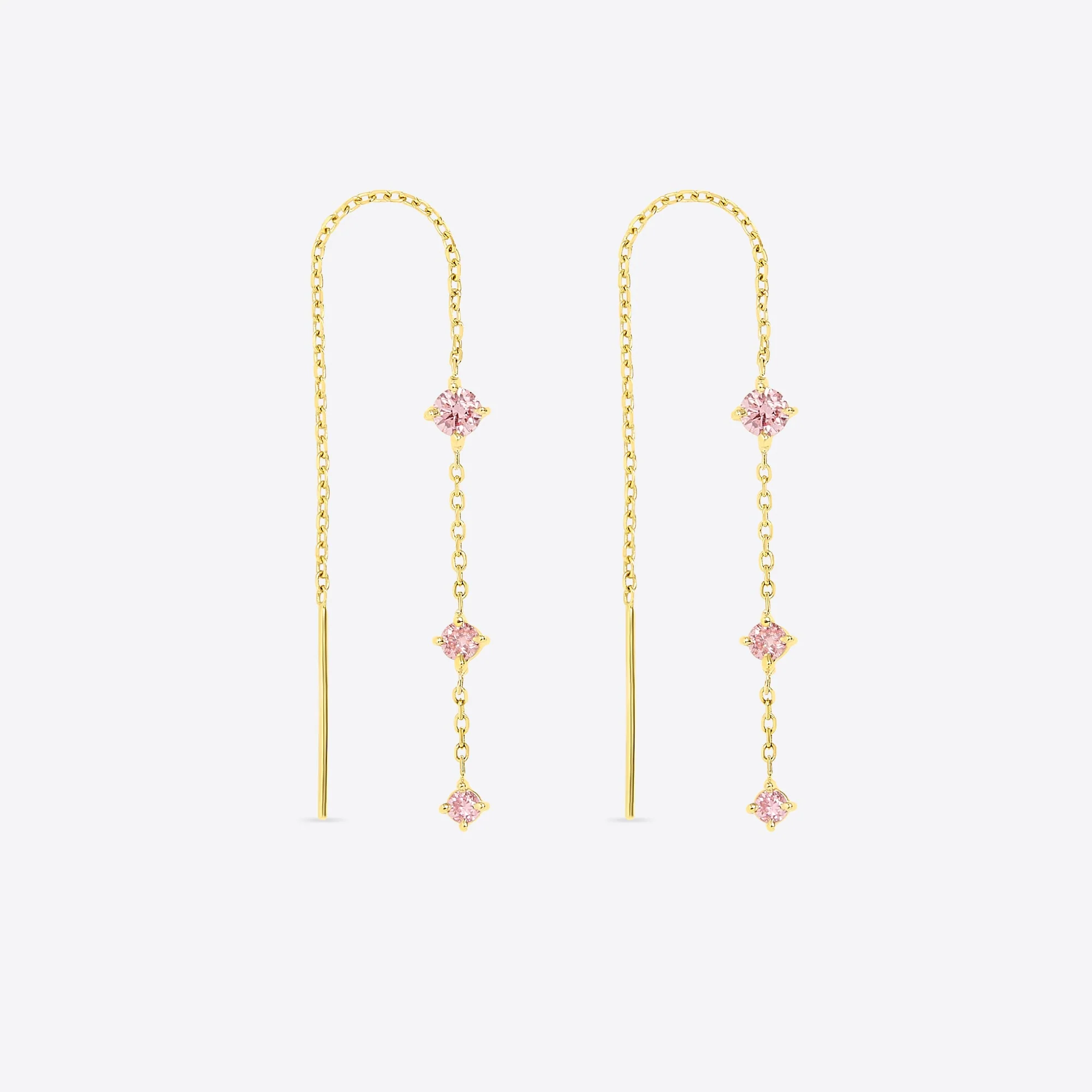 Pink Diamond Threader Earrings