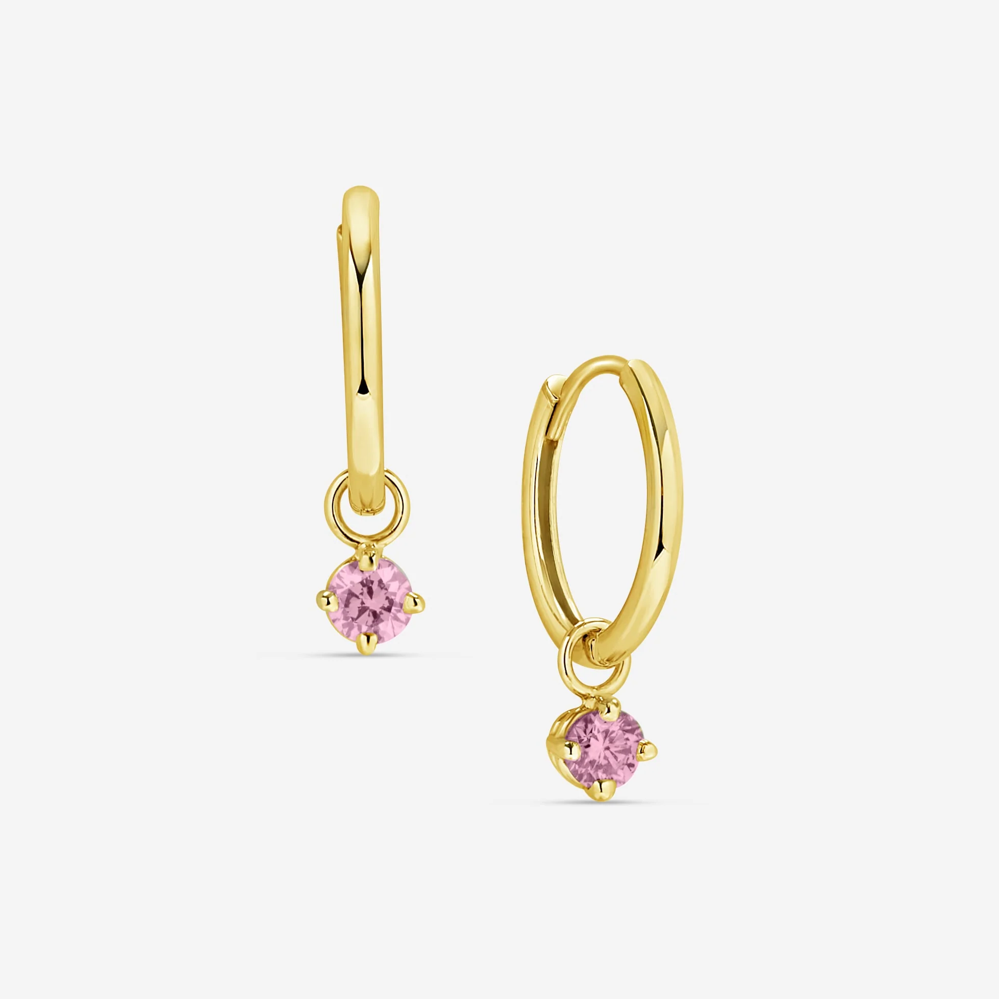 Pink Diamond Drop Hoop Earrings