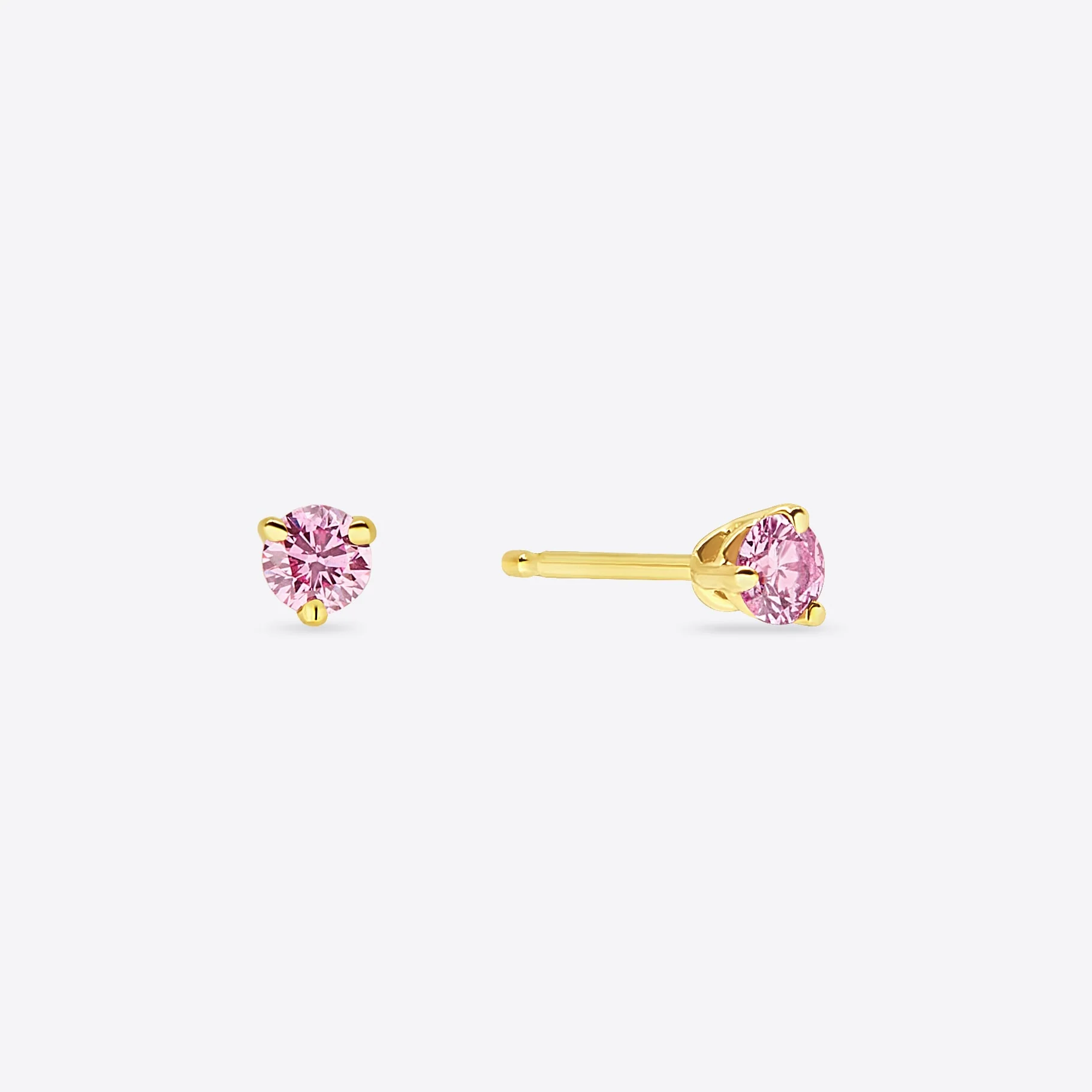 Pink Diamond Mini Stud Earrings - Image 2