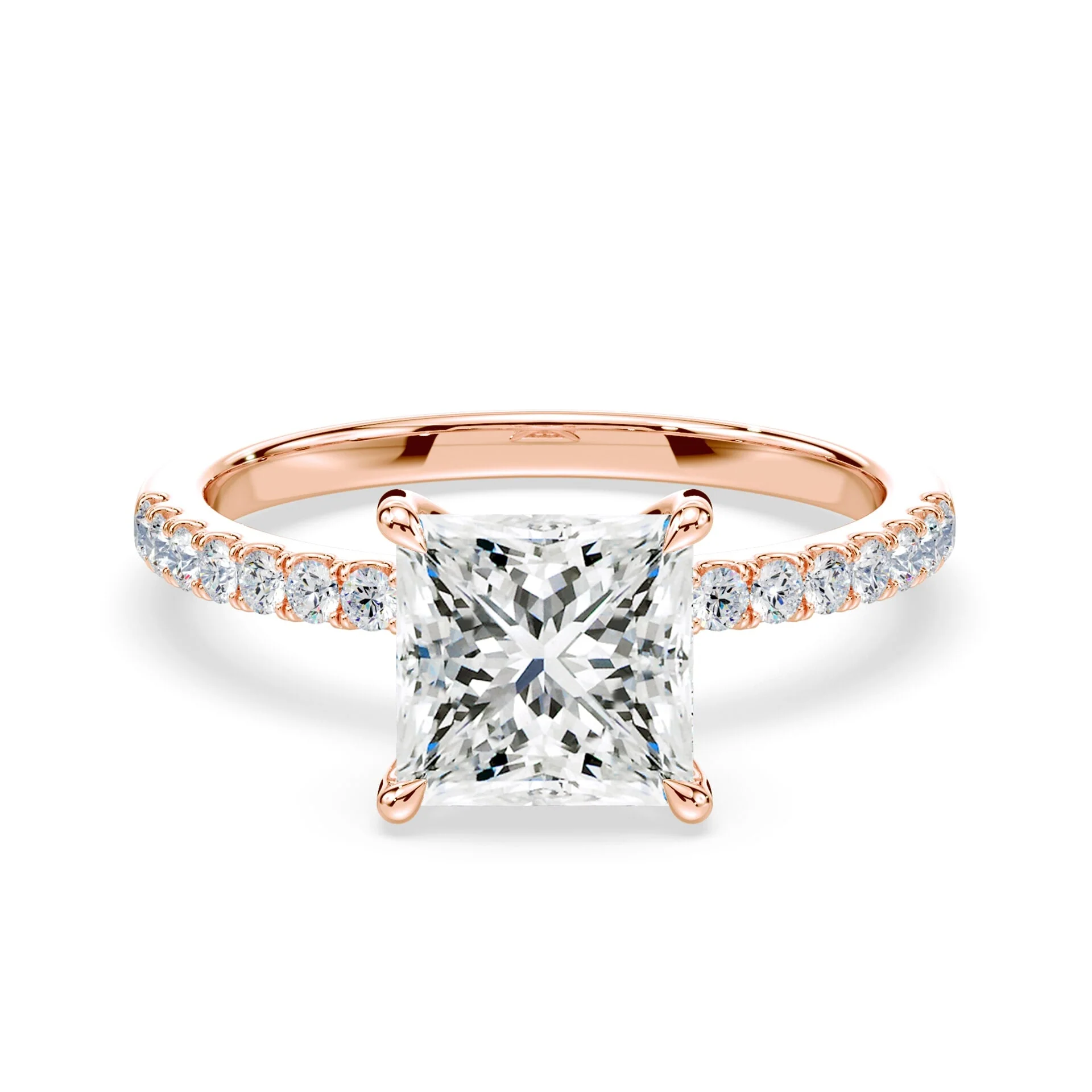Princess Hidden Halo Pave Ring