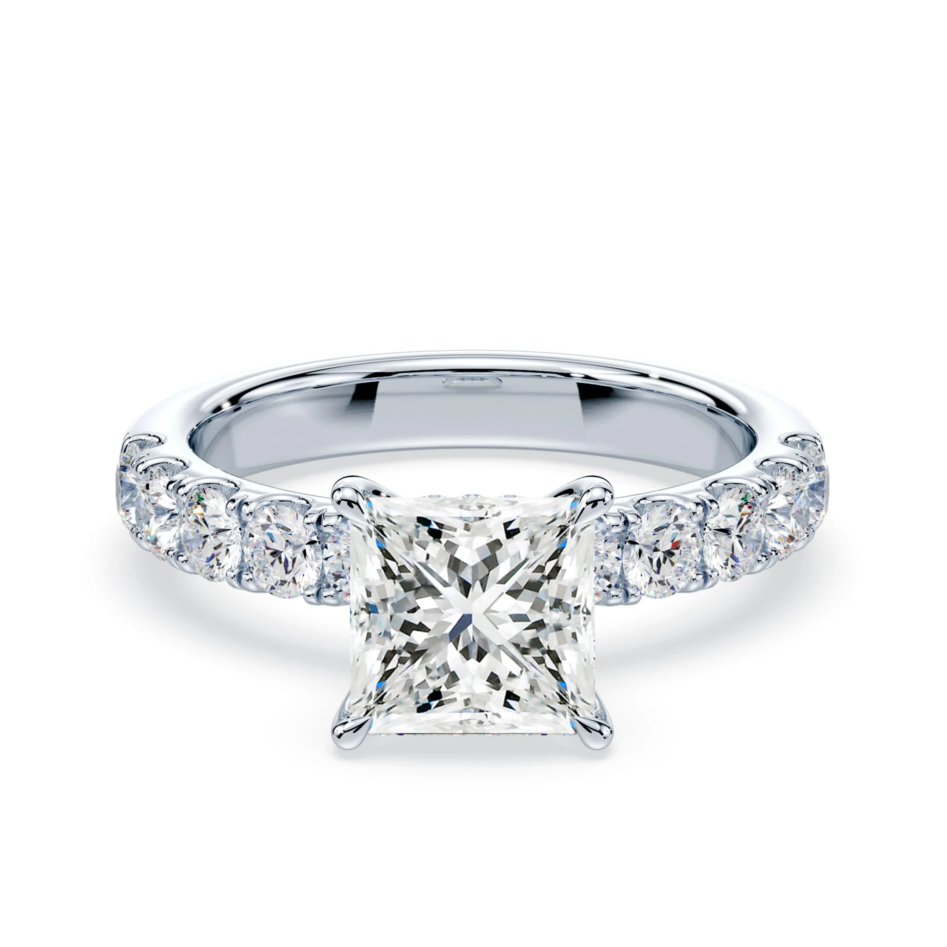 Princess Hidden Halo Wide Pave Ring