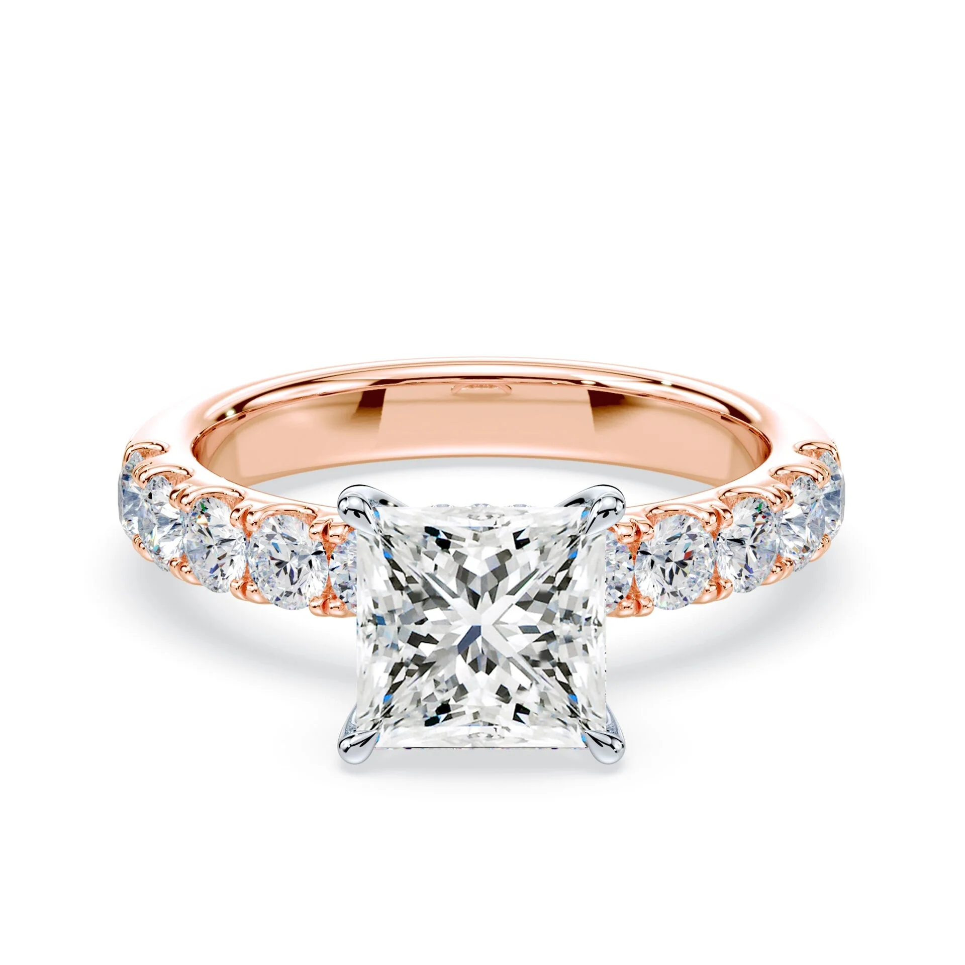 Princess Hidden Halo Wide Pave Ring