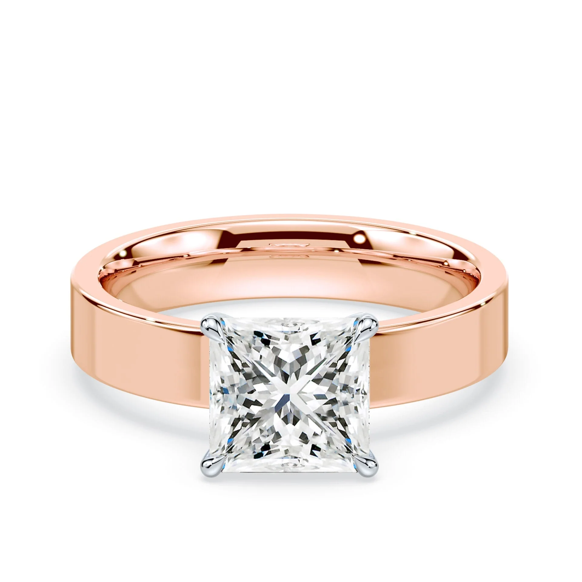 Princess Cut Low Profile Wide Solitaire