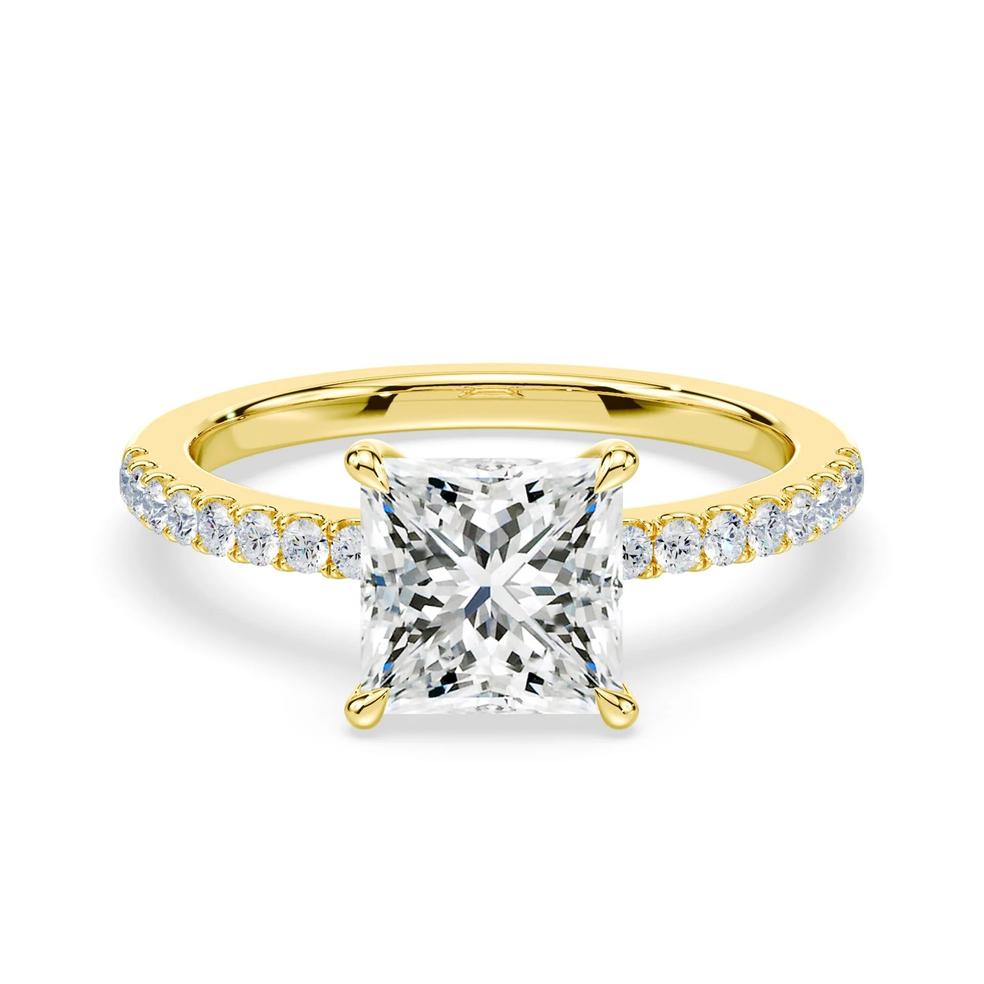 Princess Cut Low Profile Pave Ring