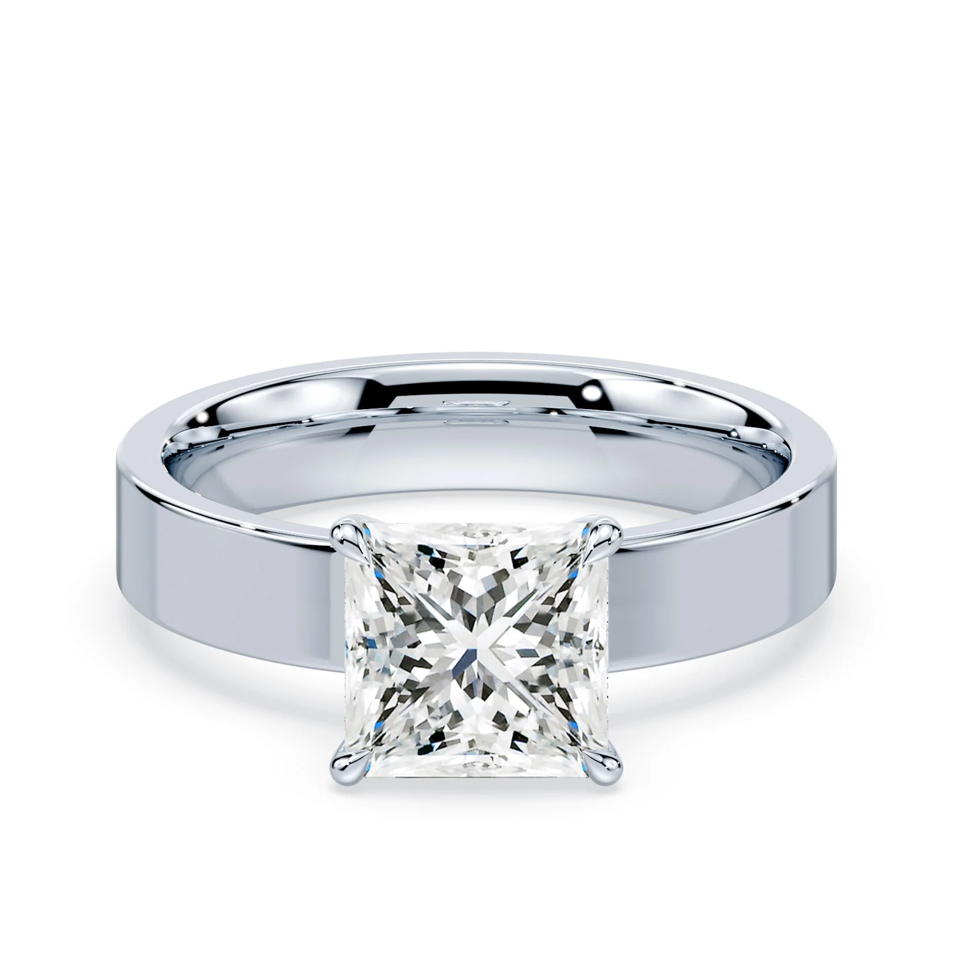 Princess Cut Low Profile Wide Solitaire