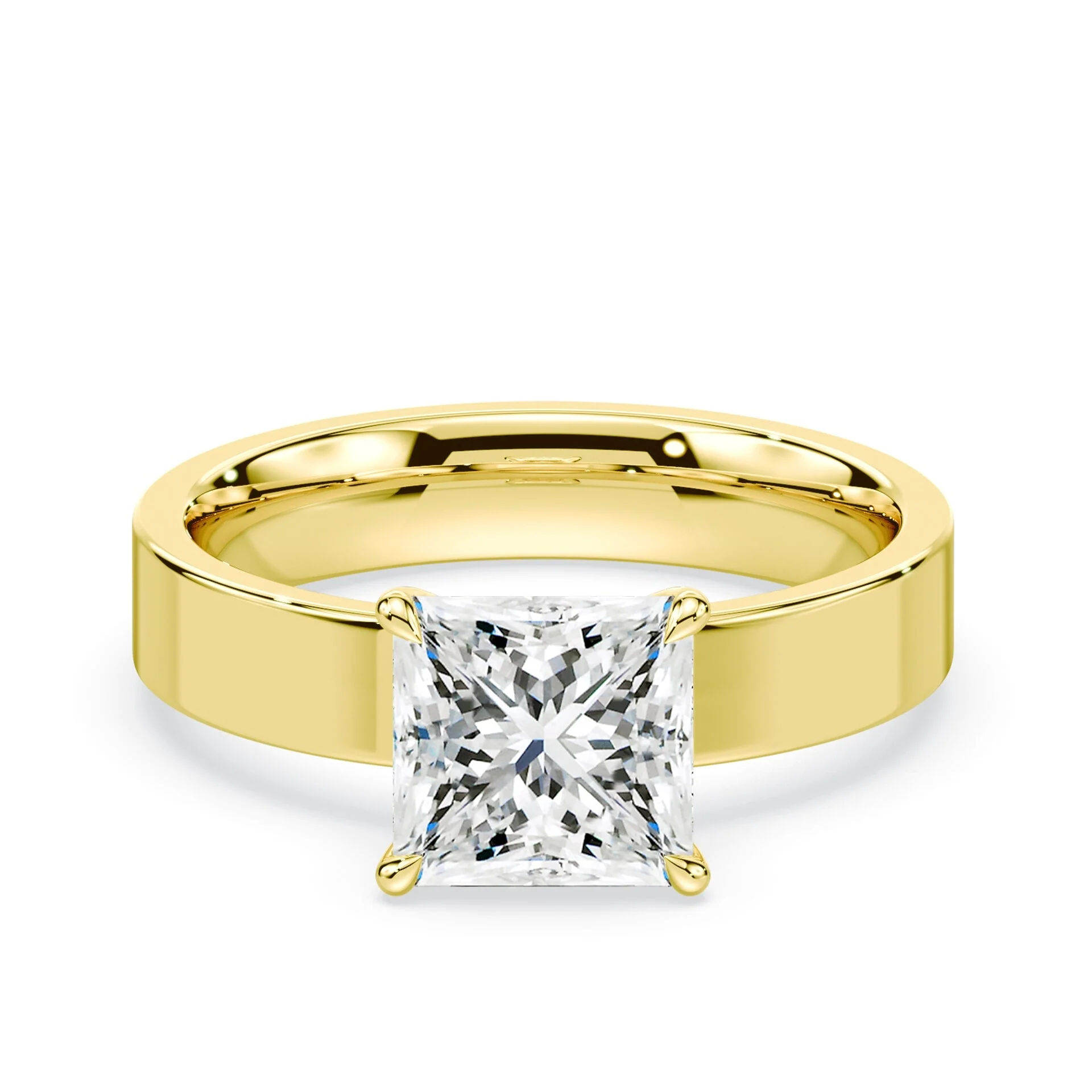 Princess Cut Low Profile Wide Solitaire