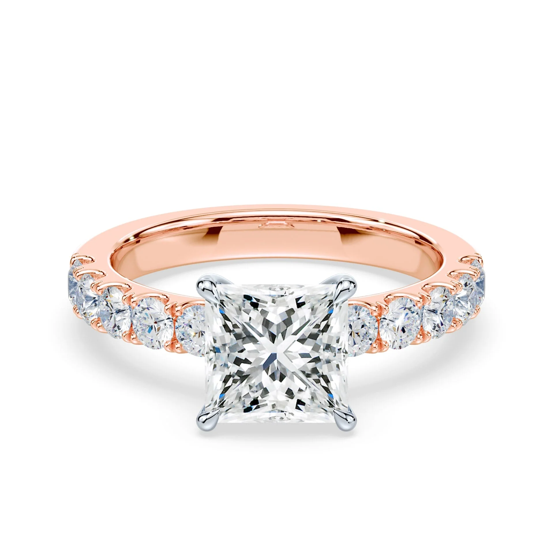 Princess Cut Low Profile Wide Pave