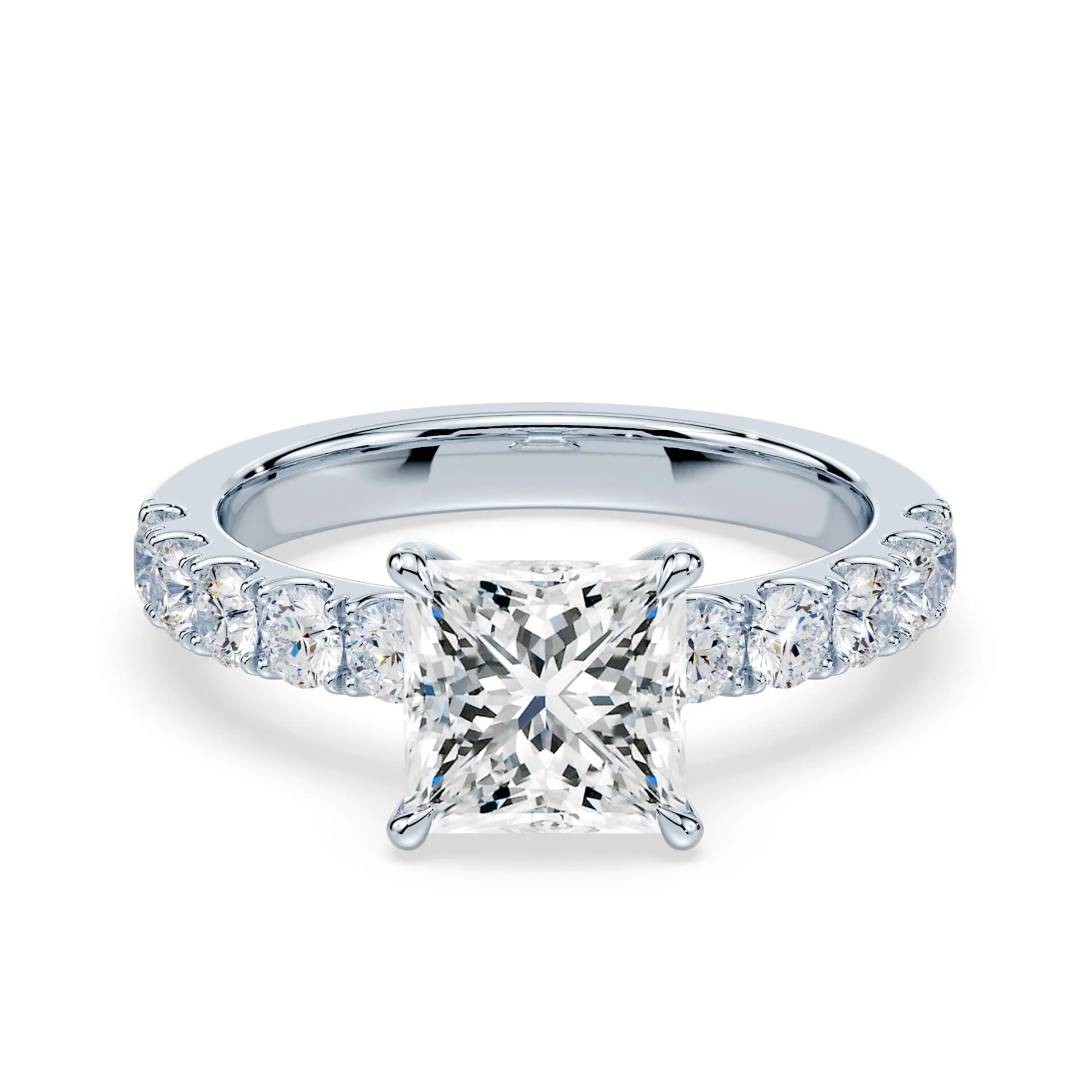 Princess Cut Low Profile Wide Pave
