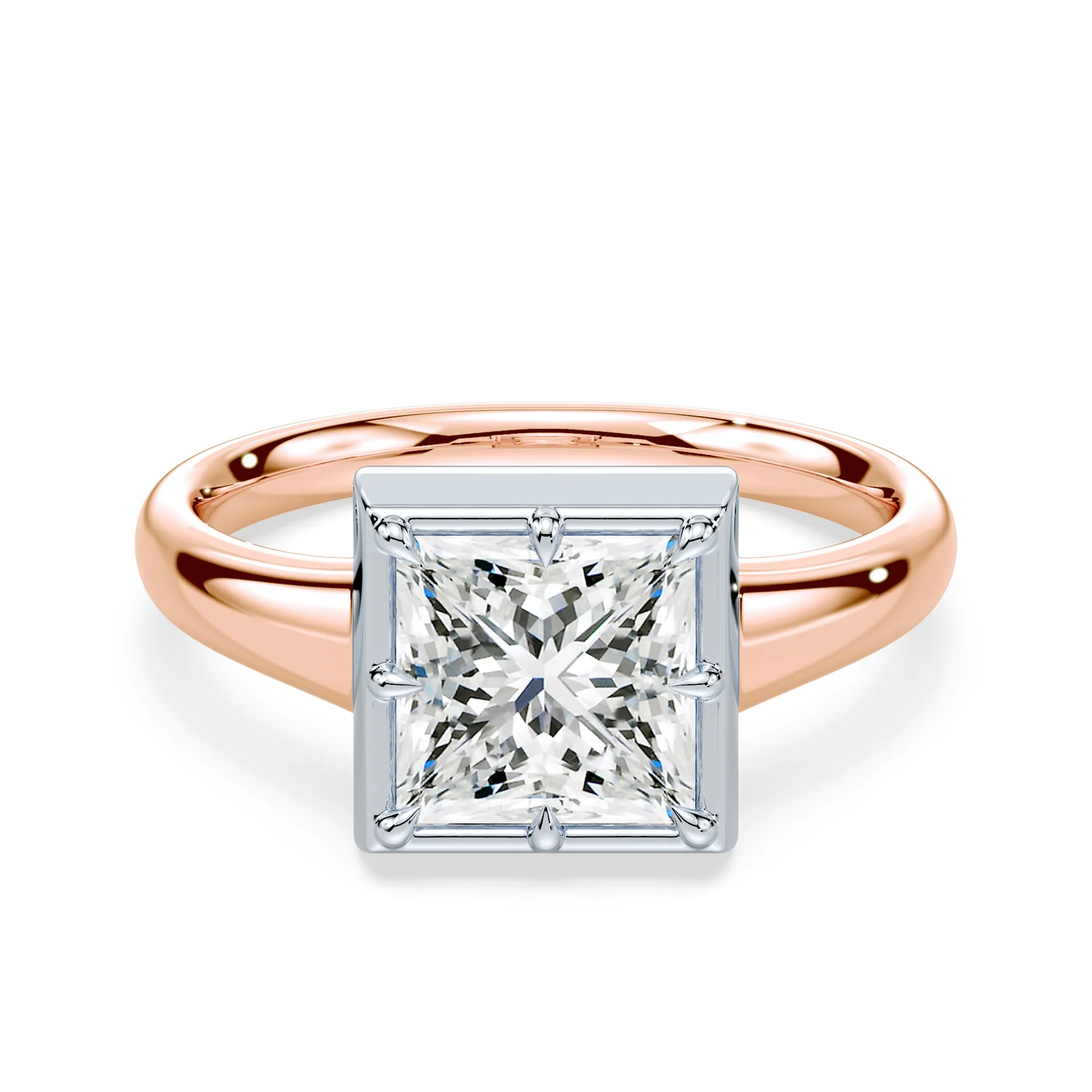 Princess Cut Button Back Ring