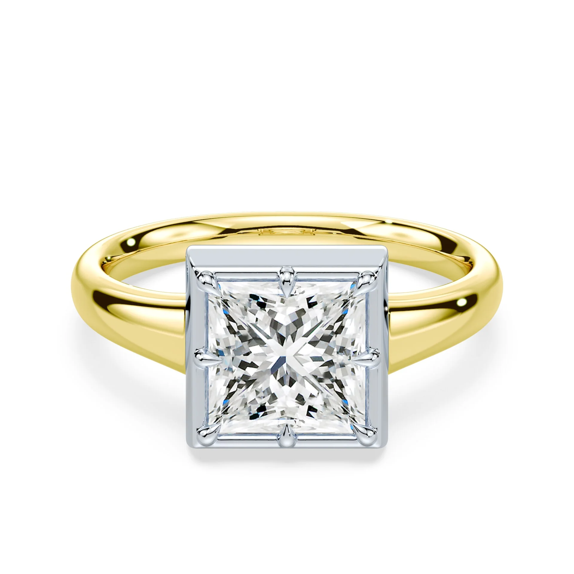 Princess Cut Button Back Ring