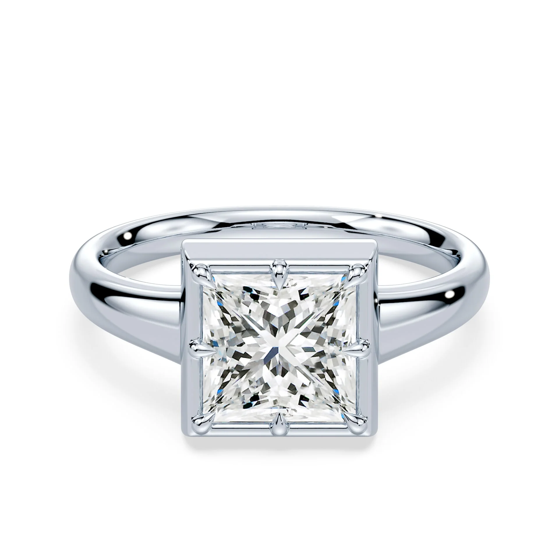 Princess Cut Button Back Ring