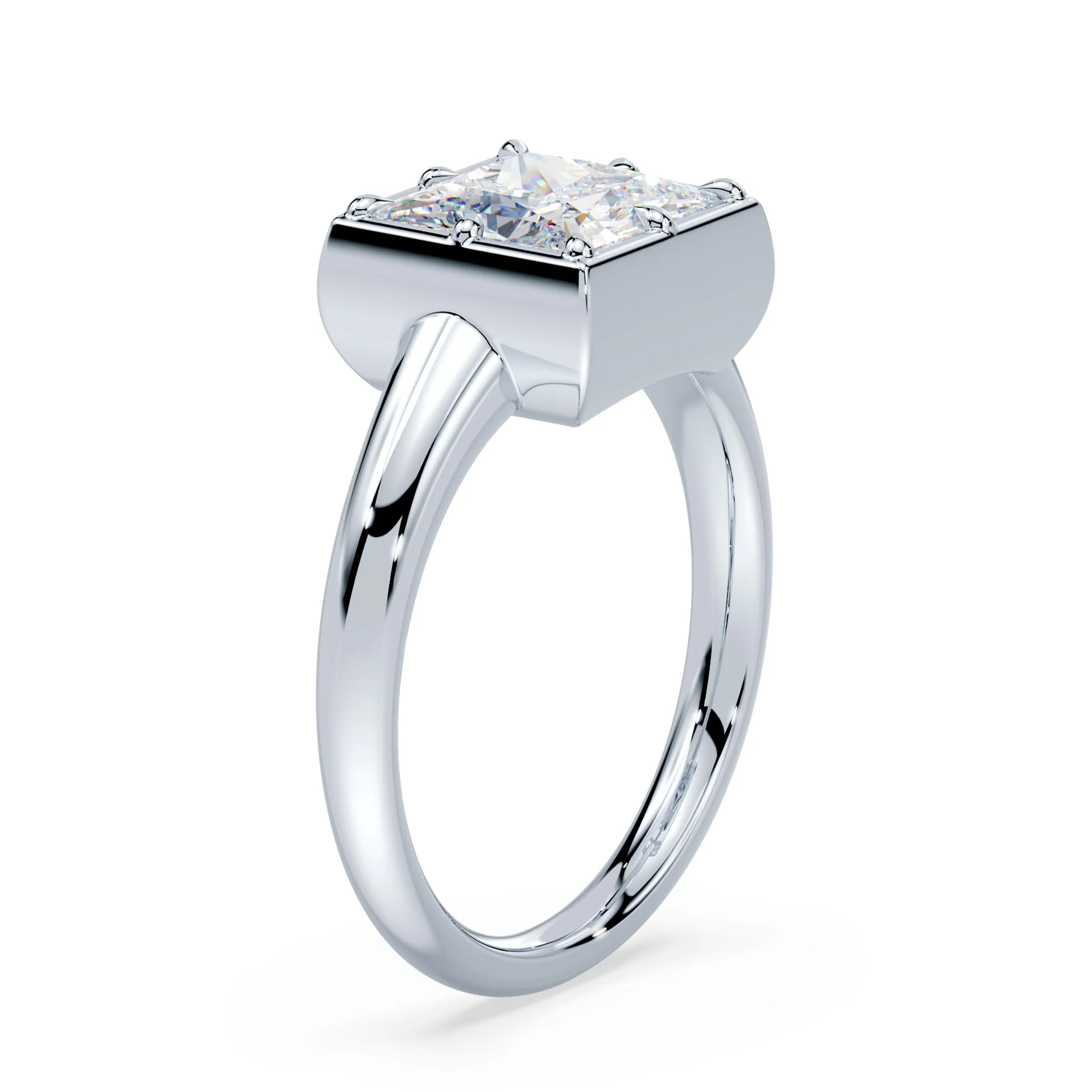 Princess Cut Button Back Ring - Image 2