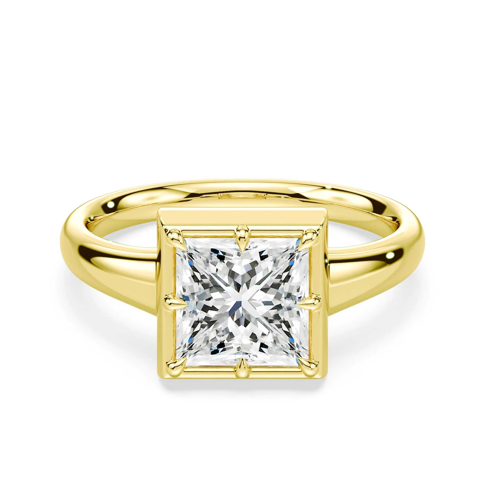 Princess Cut Button Back Ring