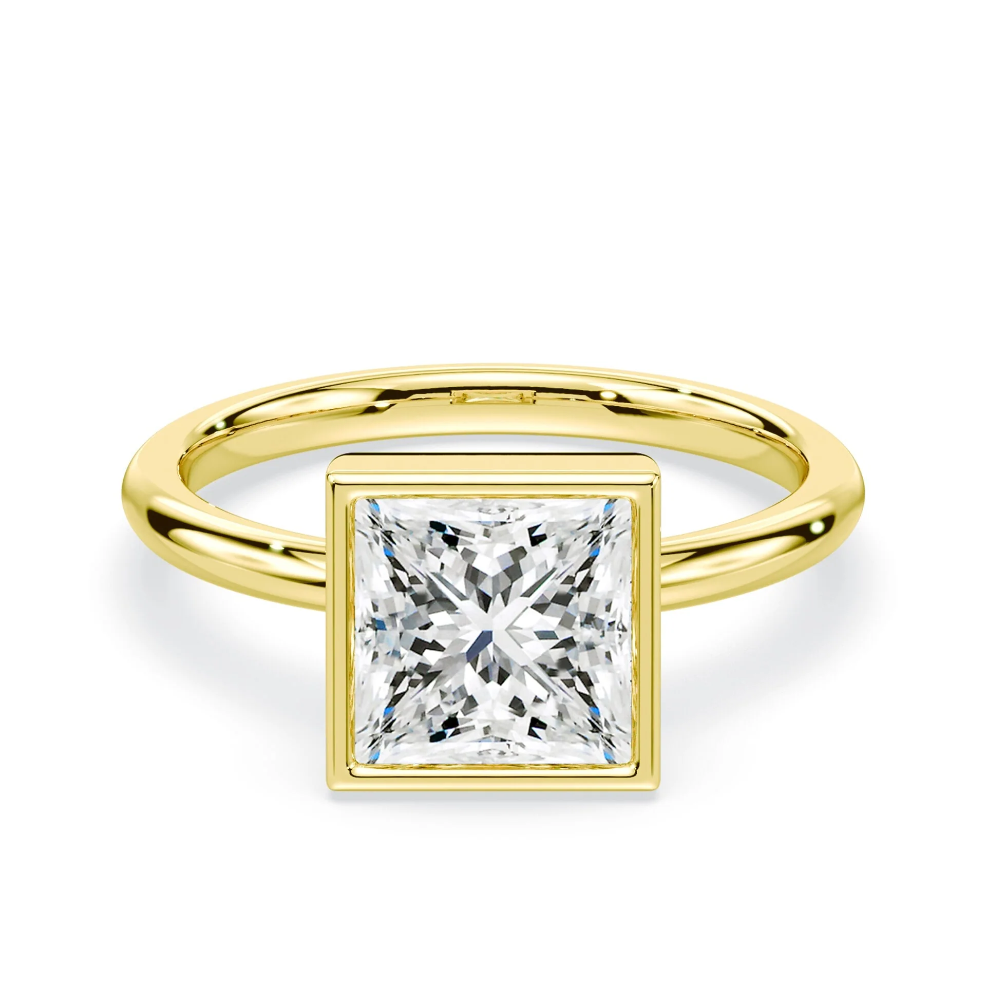 Princess Cut Low Bezel Ring
