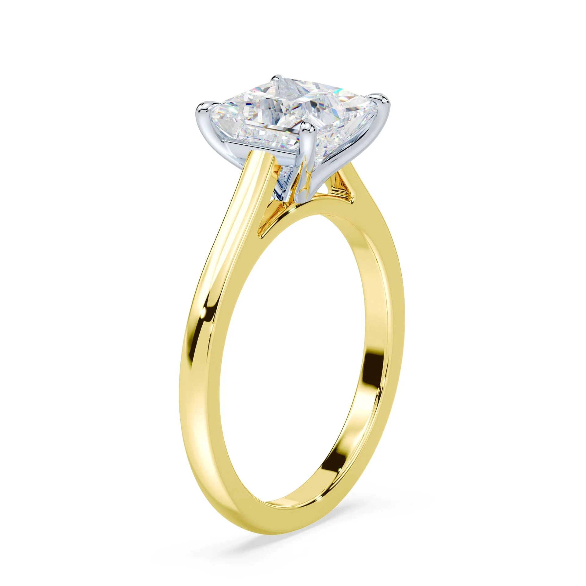 Princess Cut Sleek Cathedral Ring - Image 2