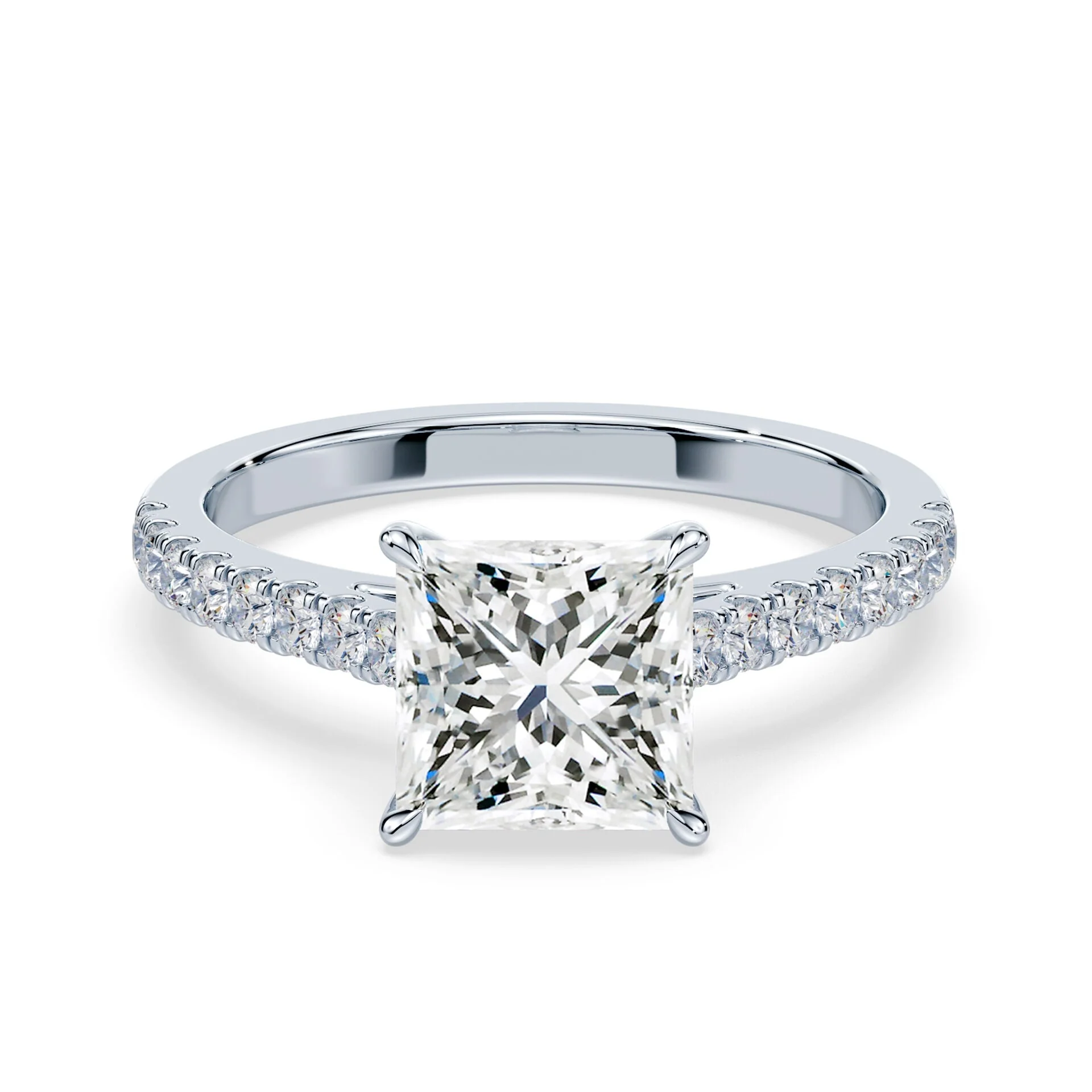 Princess Cut Sleek Pave Cathedral