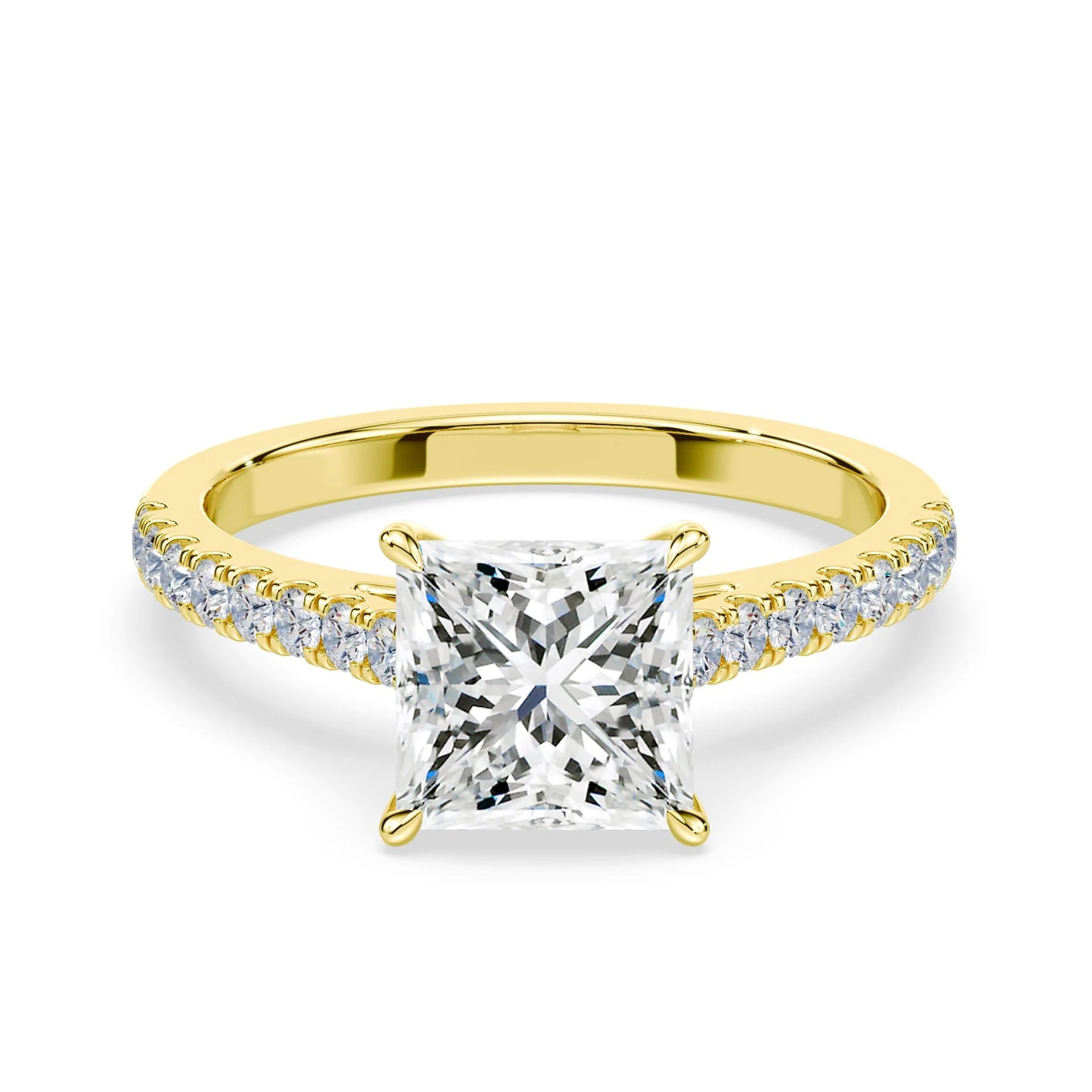 Princess Cut Sleek Pave Cathedral