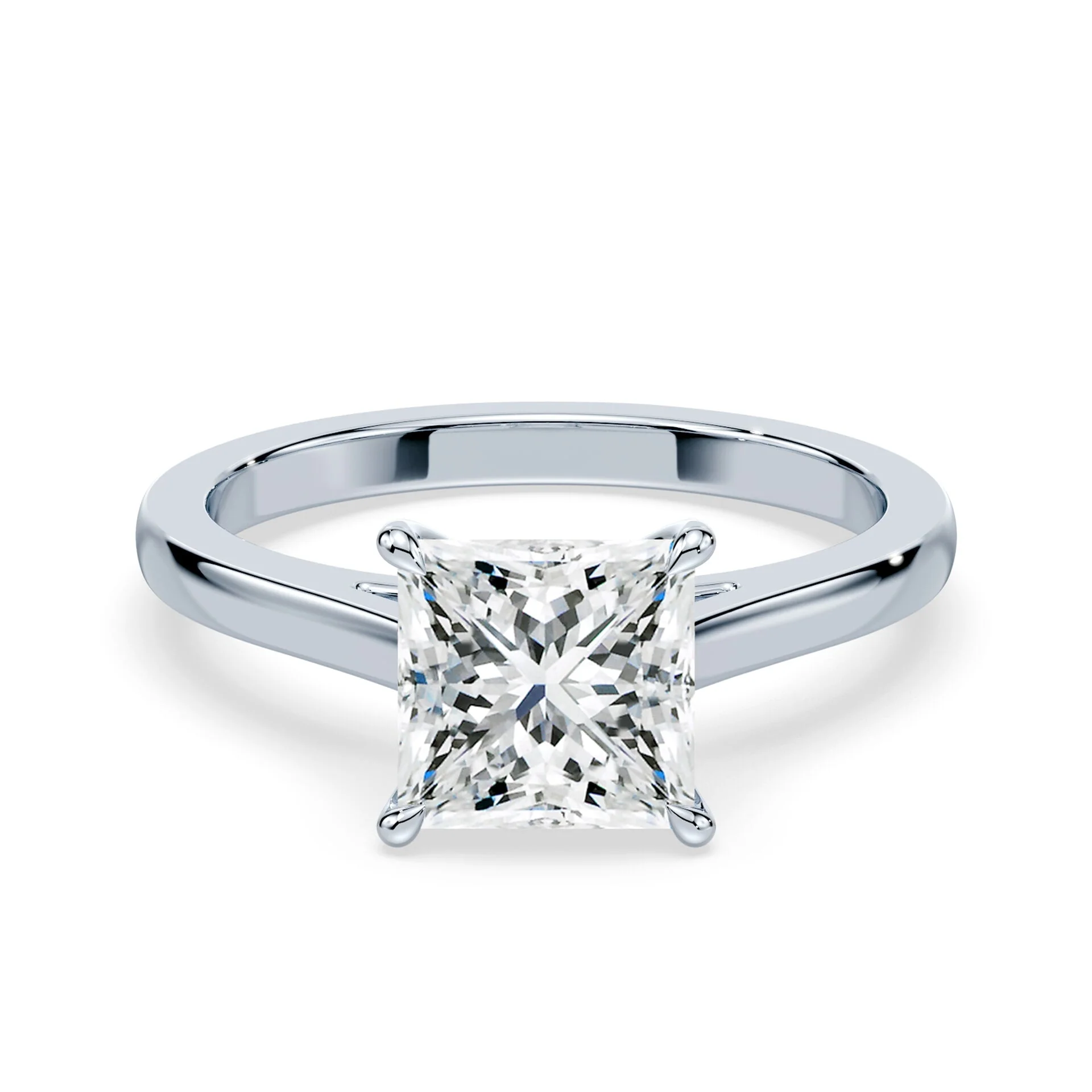 Princess Cut Sleek Cathedral Ring
