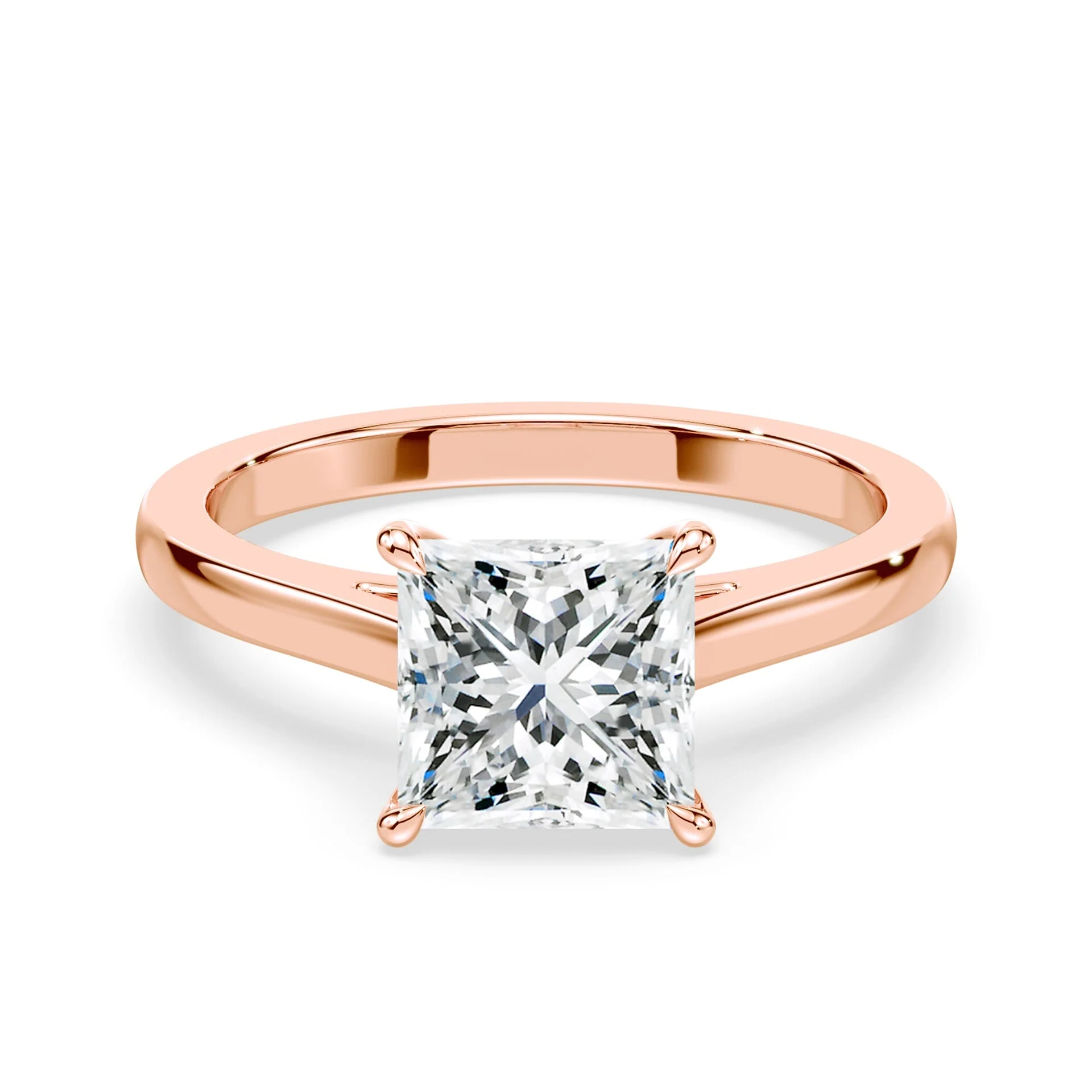 Princess Cut Sleek Cathedral Ring