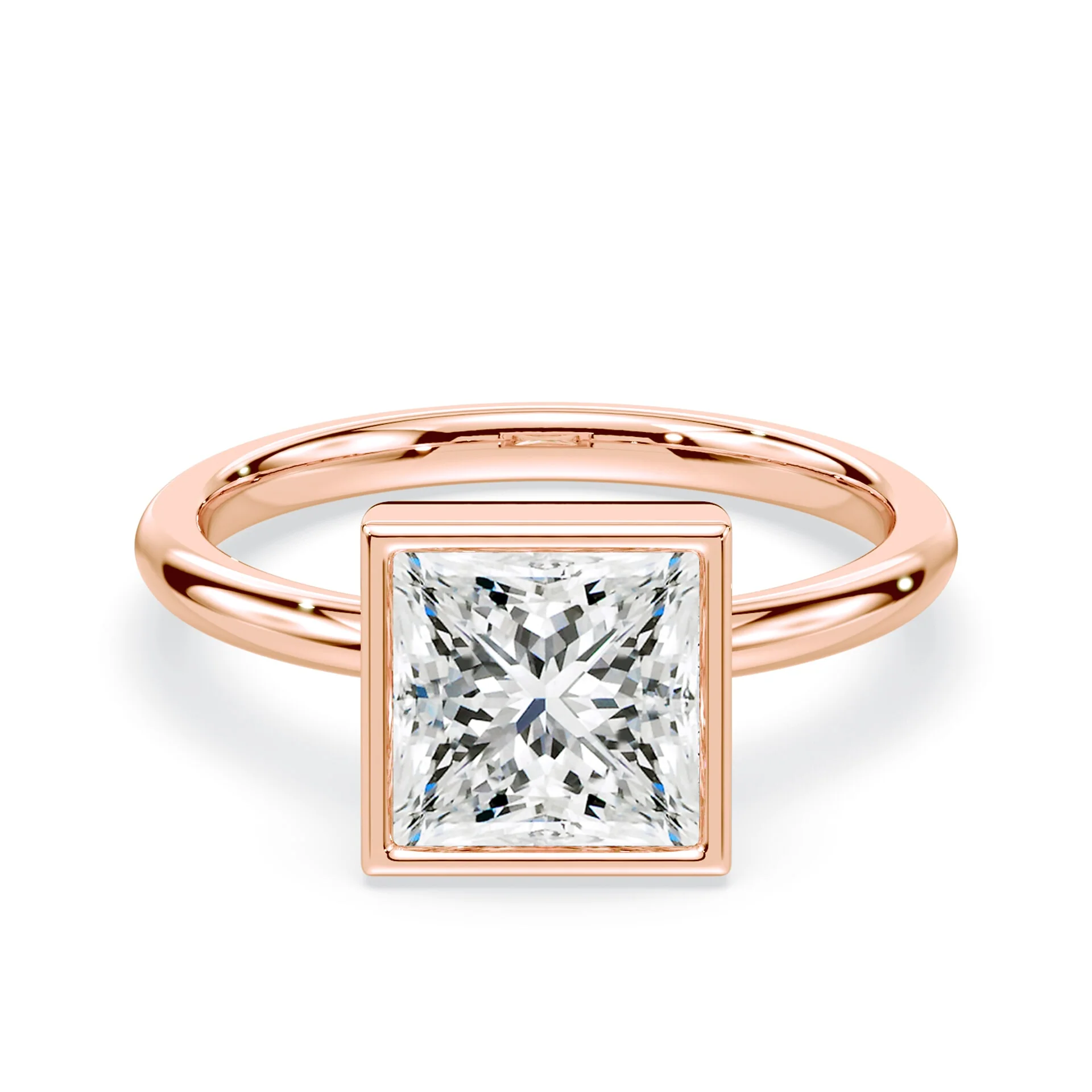 Princess Cut Low Bezel Ring
