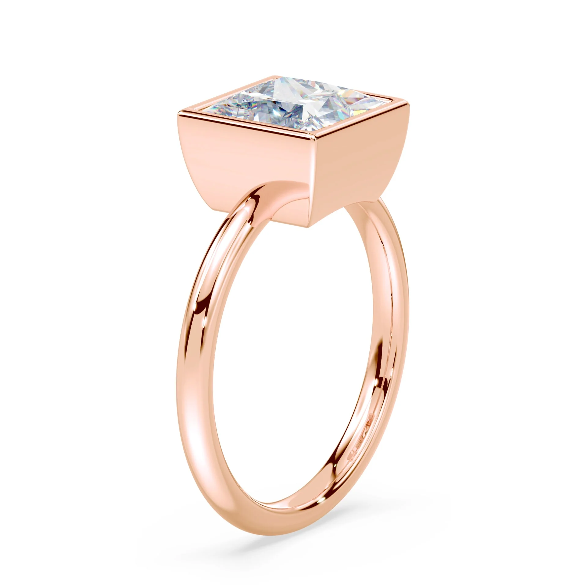 Princess Cut Low Bezel Ring - Image 2