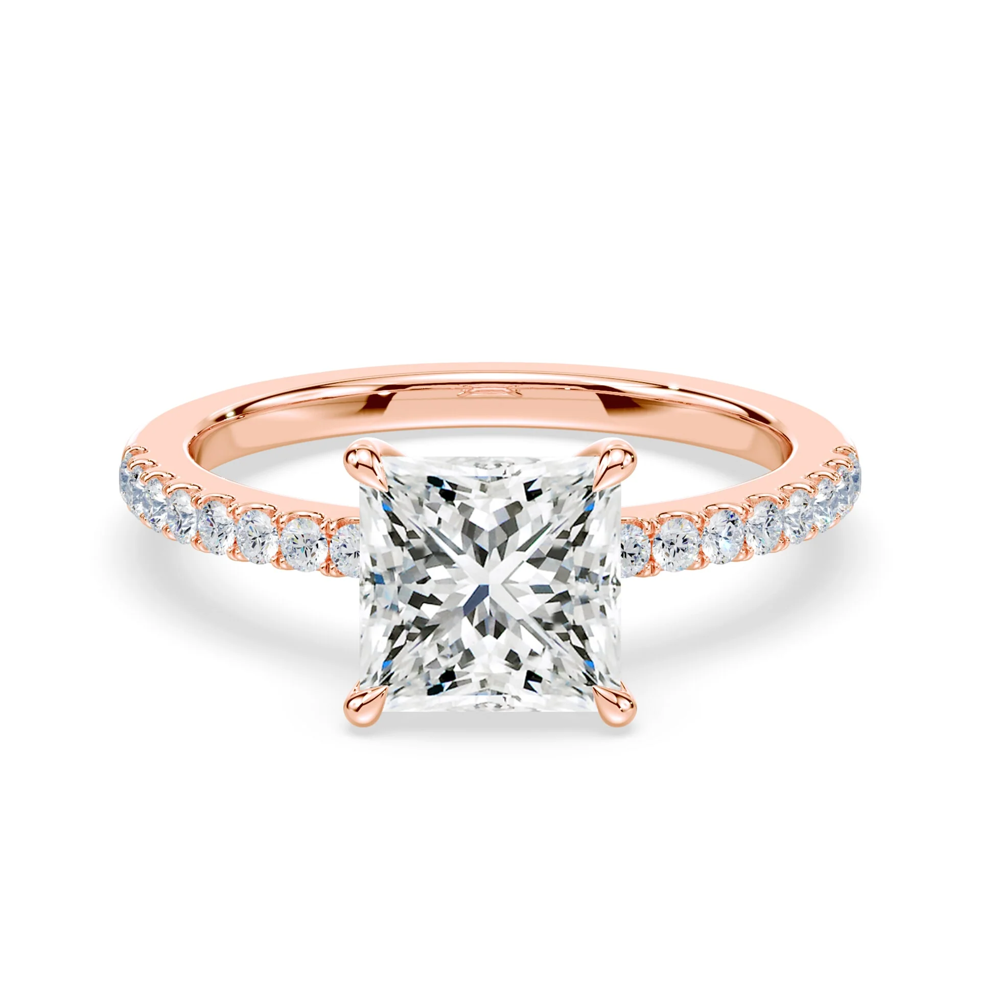 Princess Cut Low Profile Pave Ring