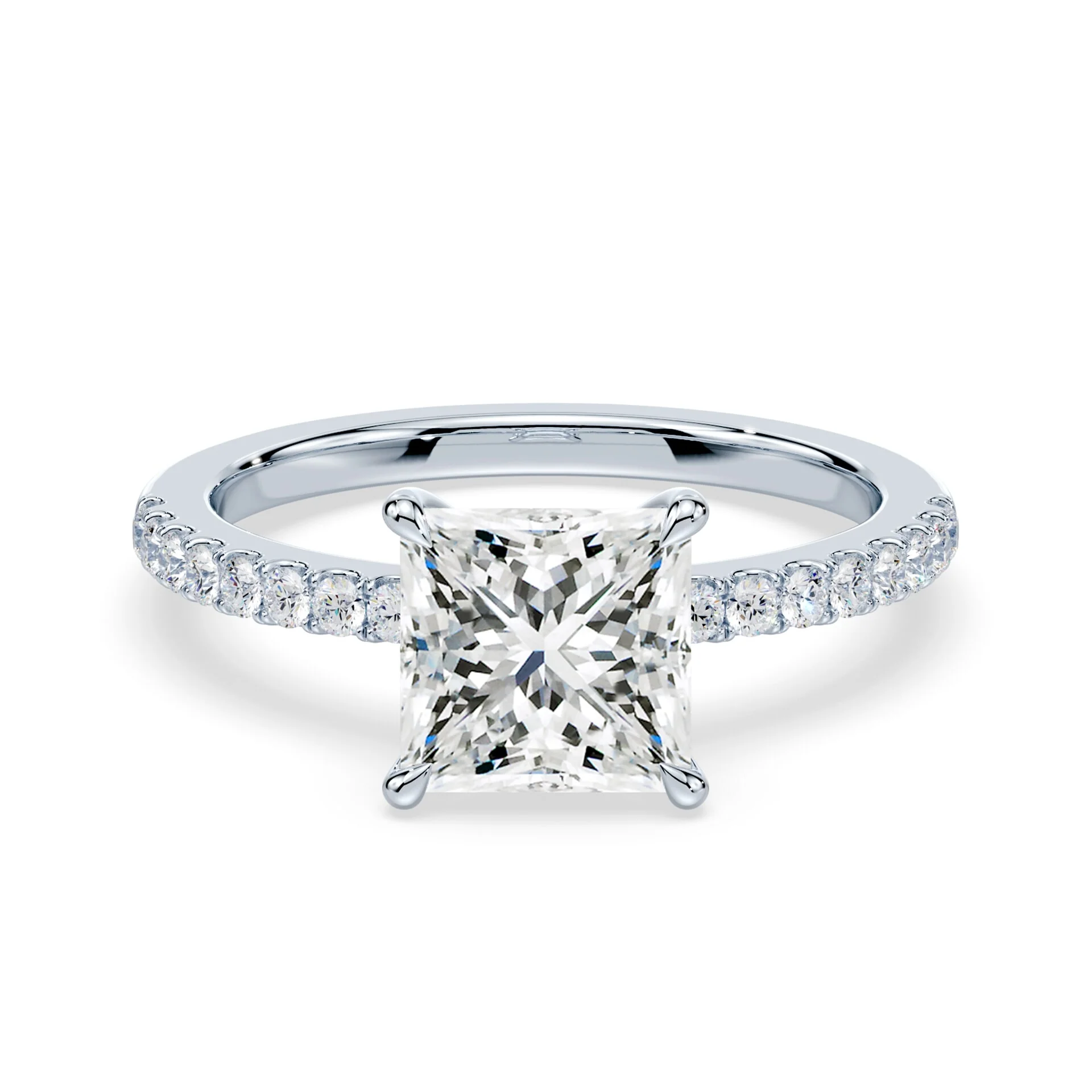 Princess Cut Low Profile Pave Ring