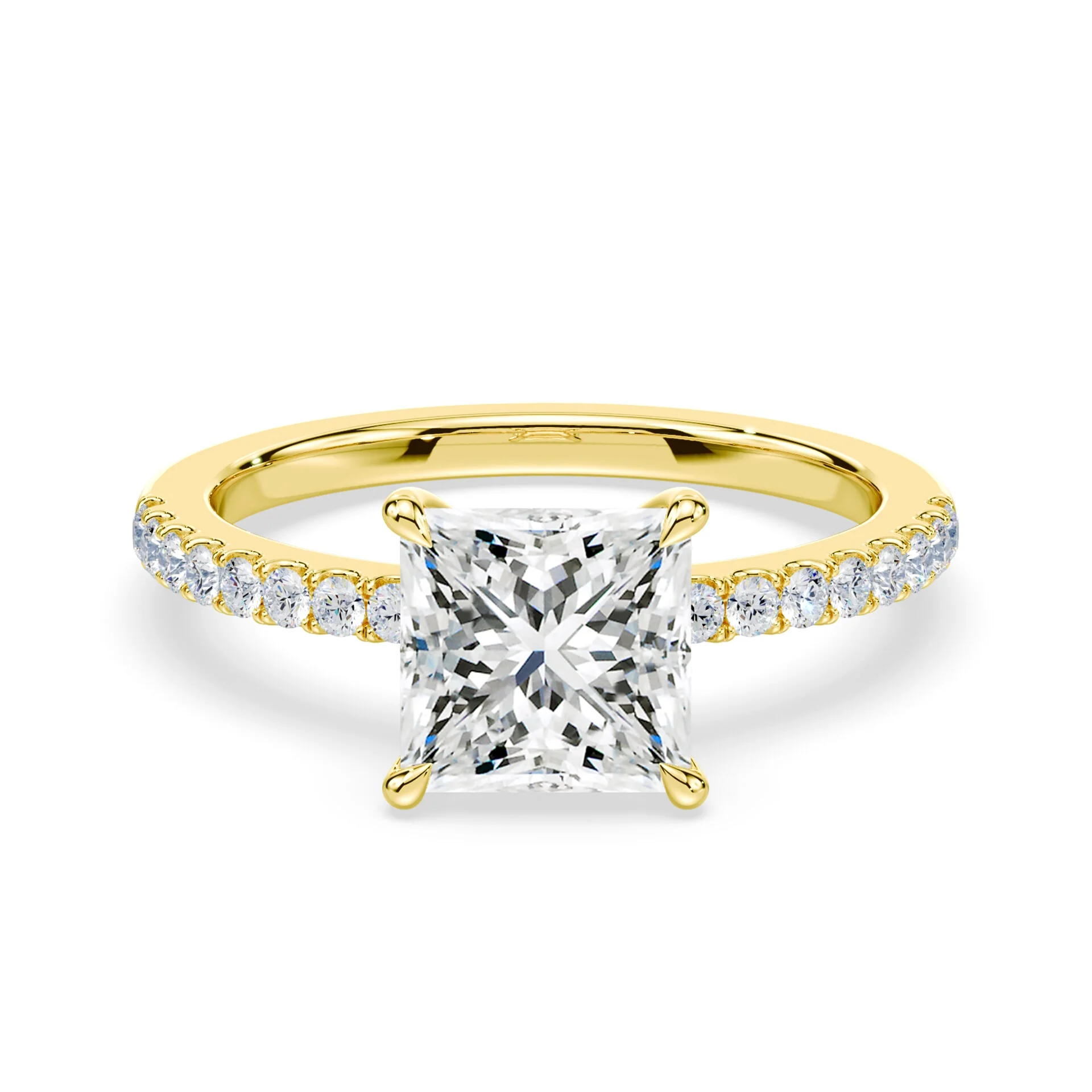 Princess Cut Low Profile Pave Ring