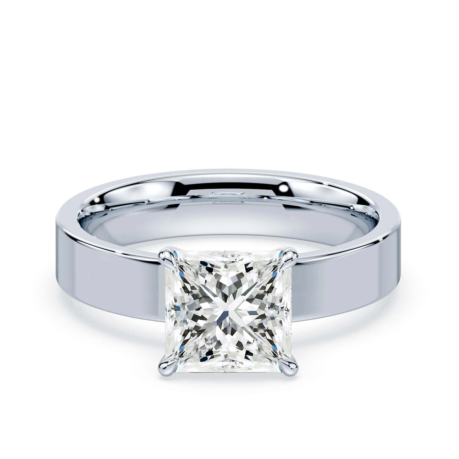 Princess Cut Low Profile Wide Solitaire
