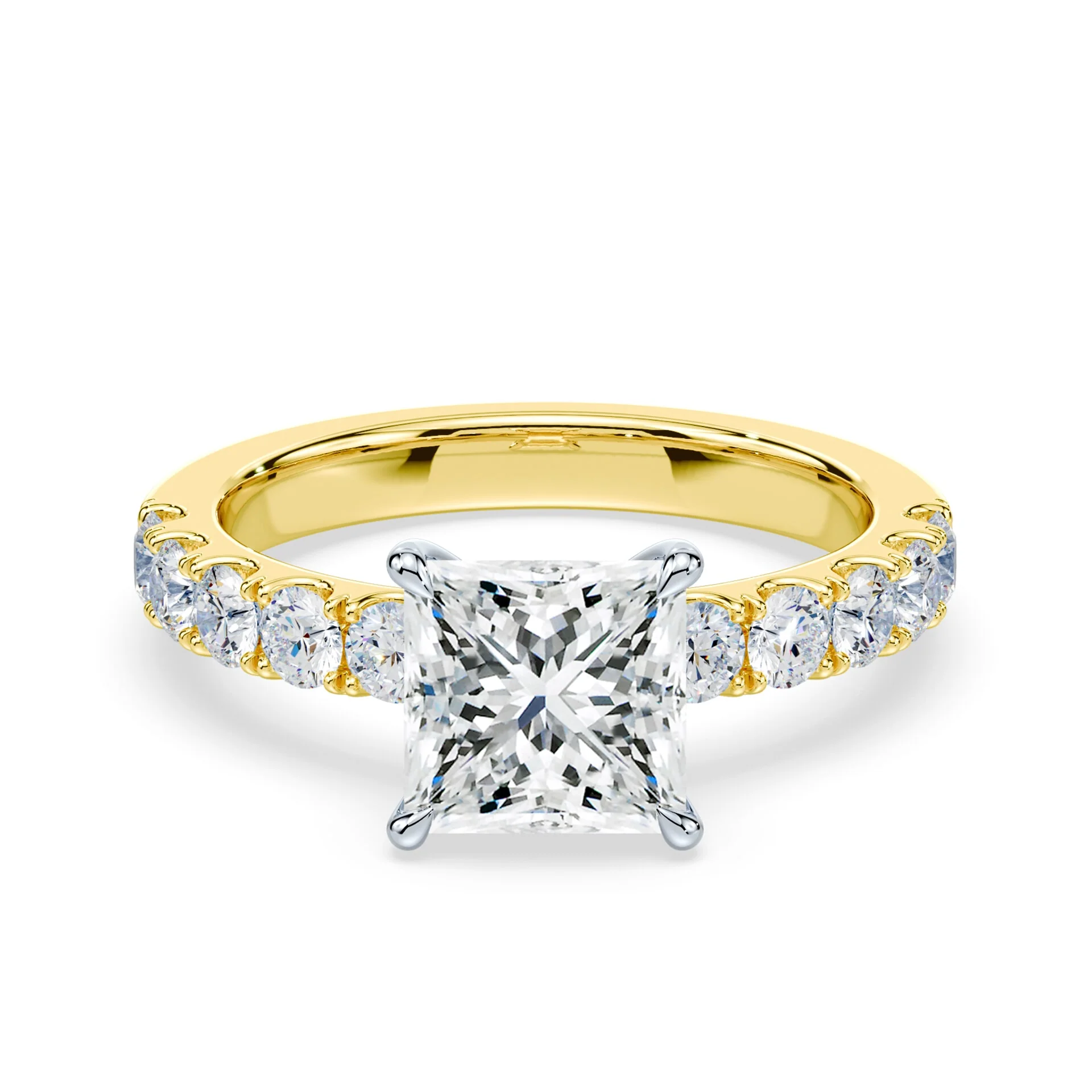 Princess Cut Low Profile Wide Pave