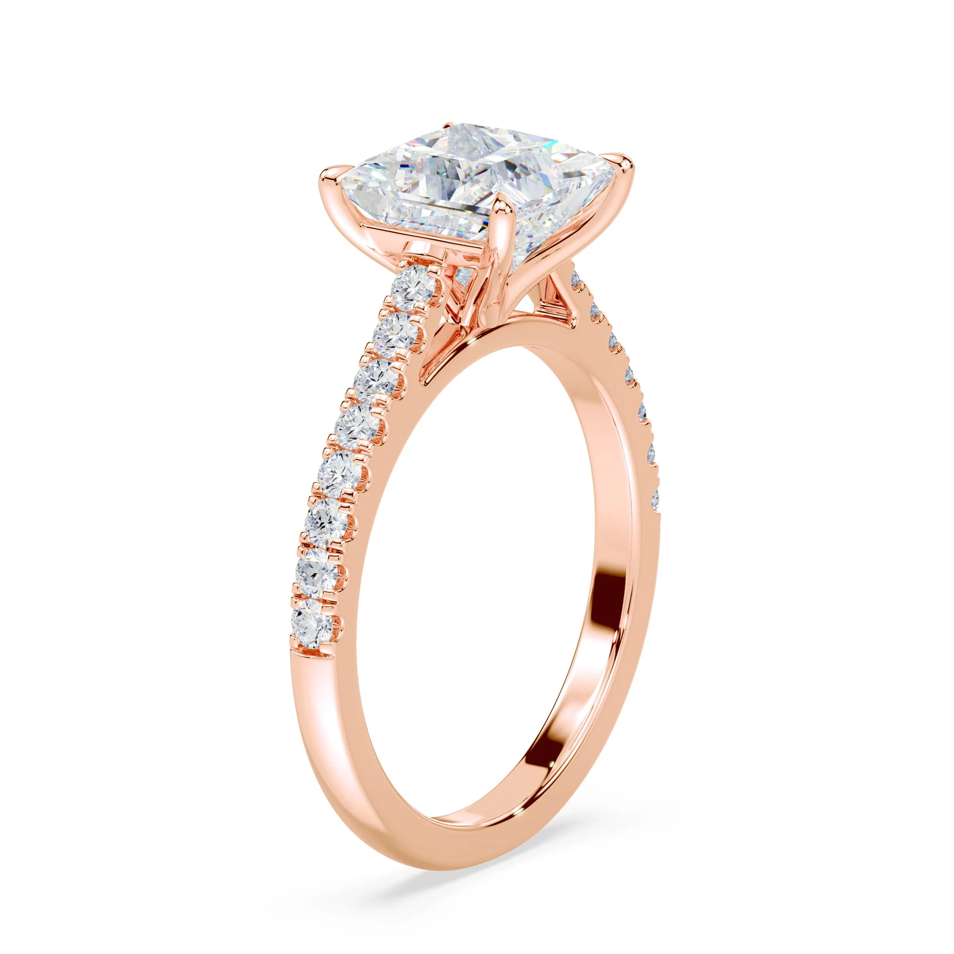 Princess Cut Pave Cathedral Ring - Image 2