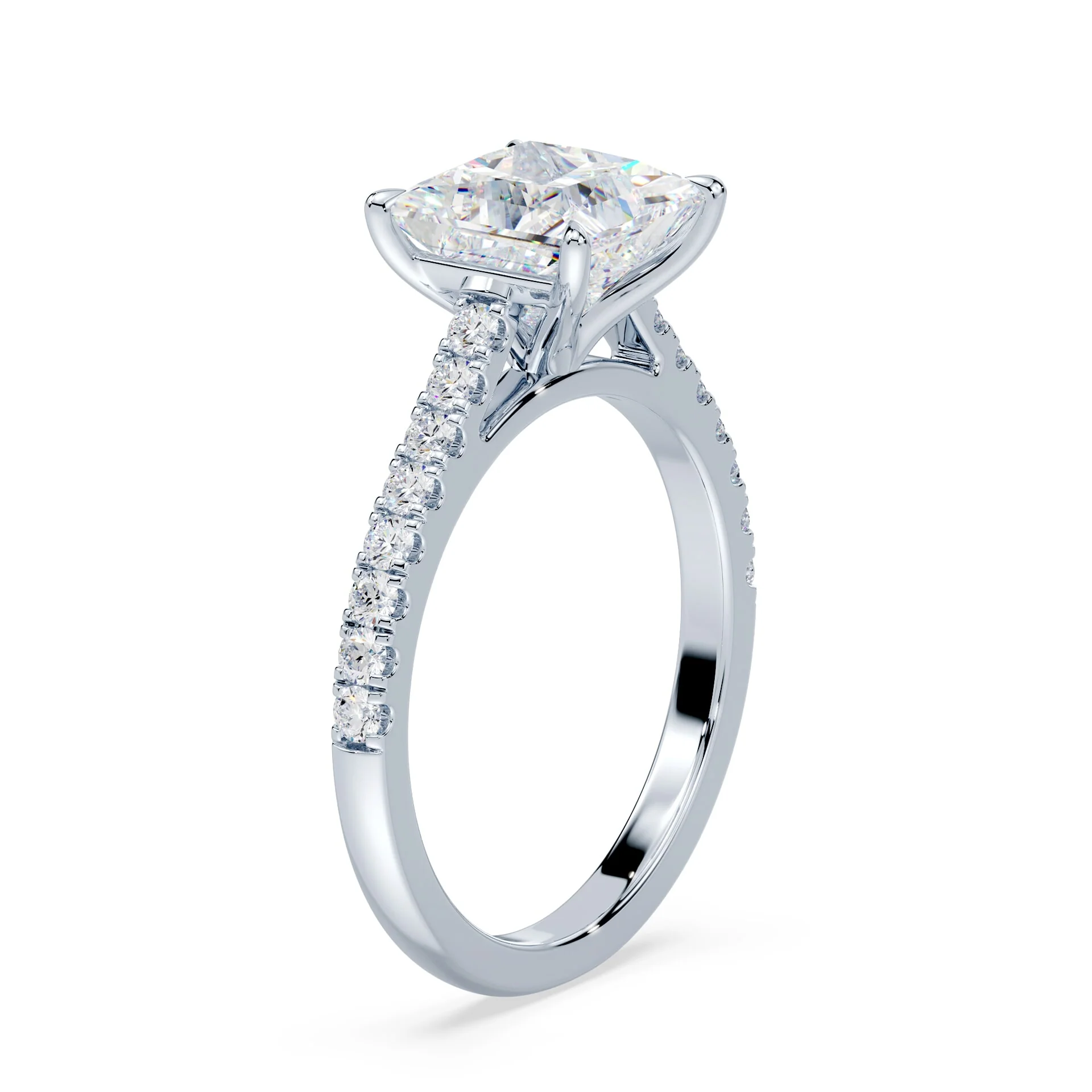 Princess Cut Pave Cathedral Ring - Image 2