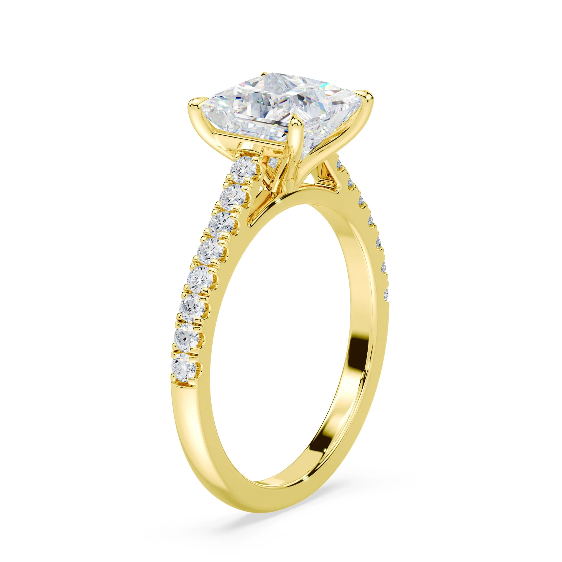 Princess Cut Pave Cathedral Ring - Image 2