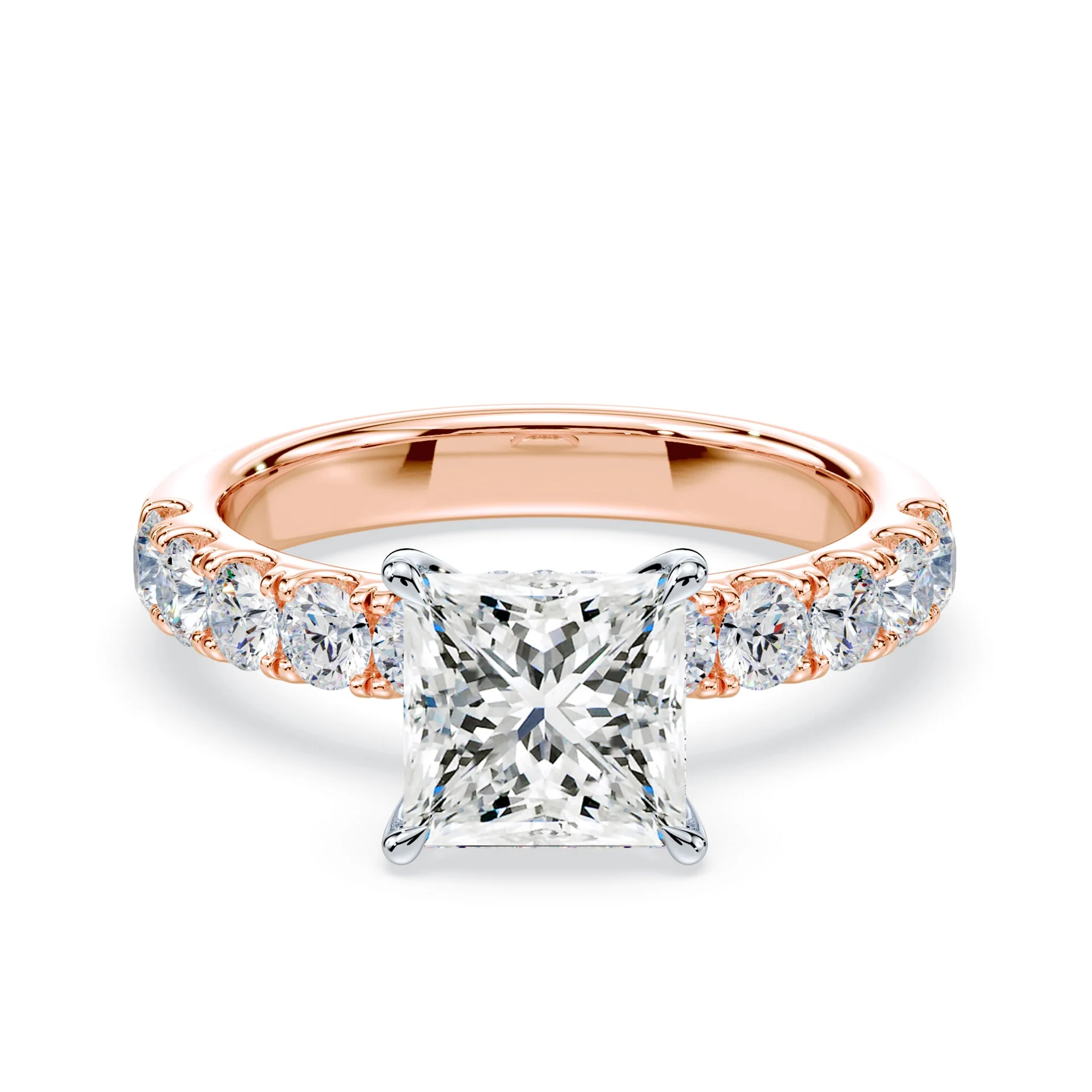 Princess Hidden Halo Wide Pave Ring