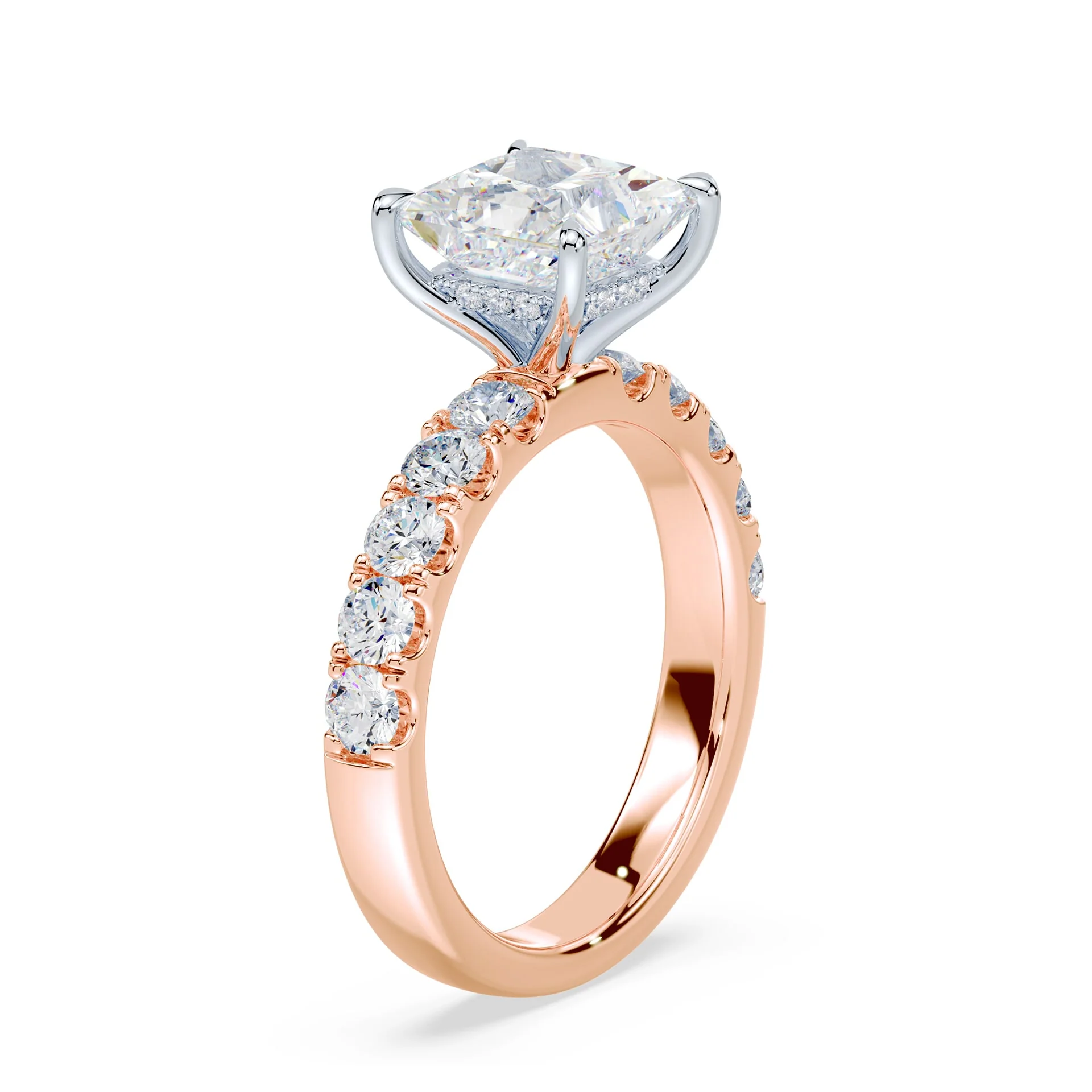 Princess Hidden Halo Wide Pave Ring - Image 2