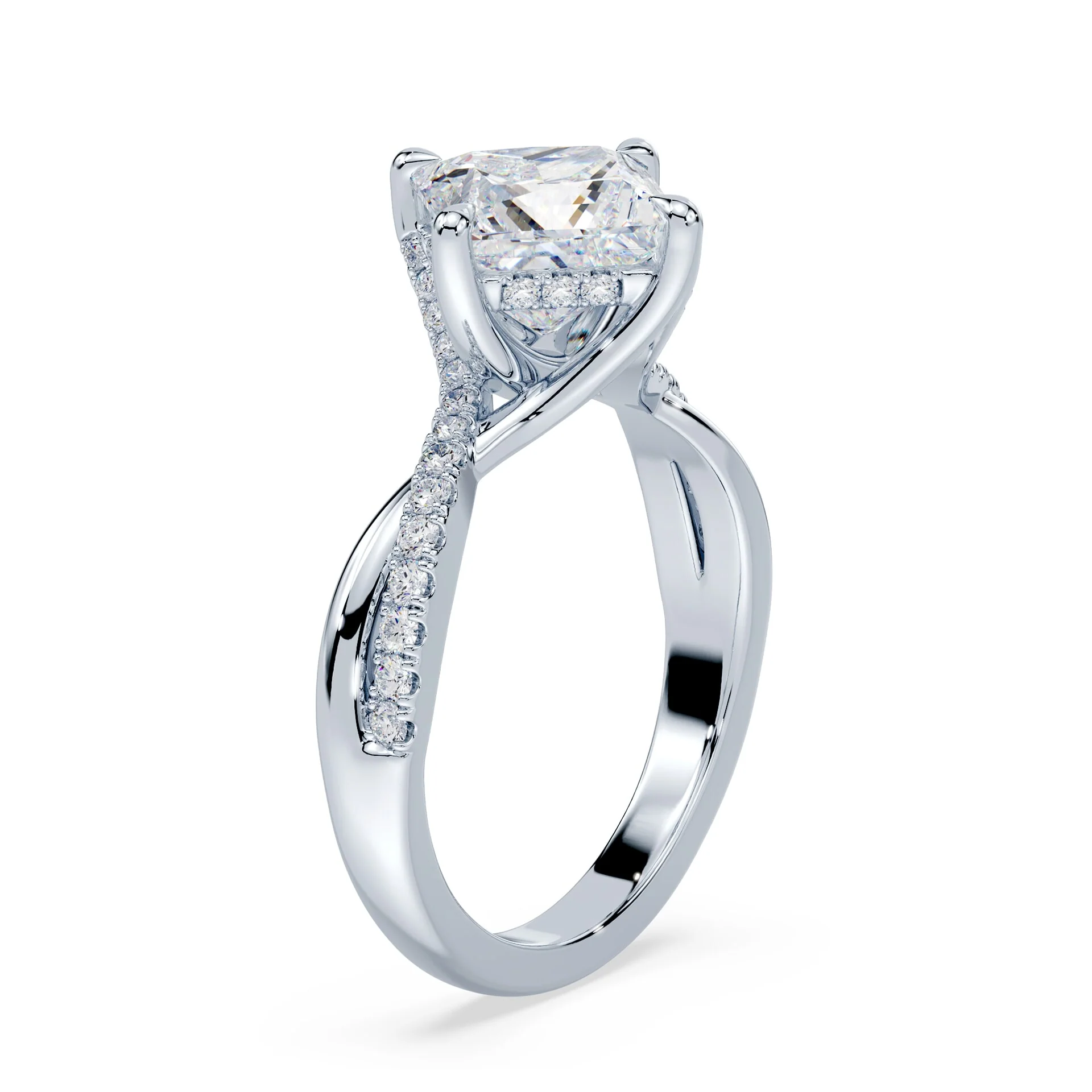 Princess Cut Pave Twist Ring - Image 2