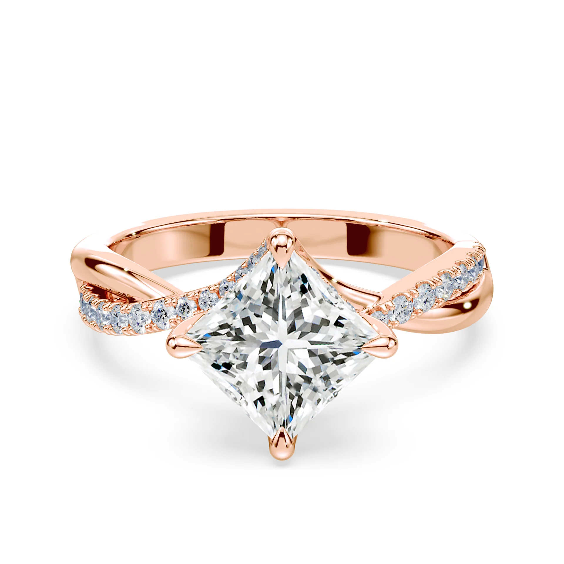Princess Cut Pave Twist Ring