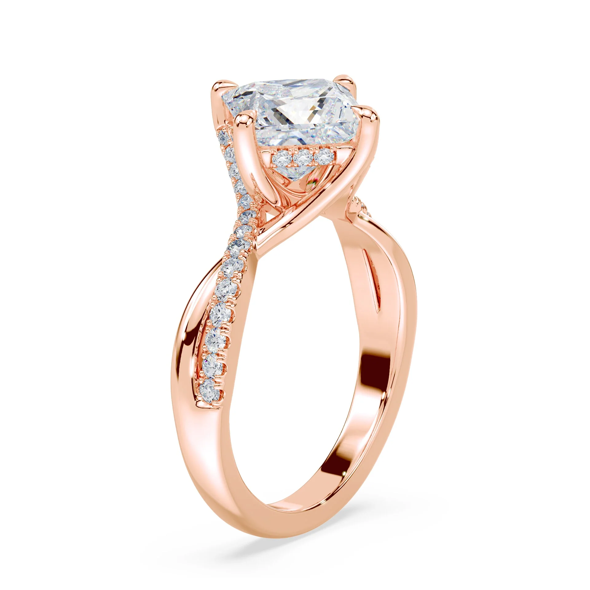Princess Cut Pave Twist Ring - Image 2