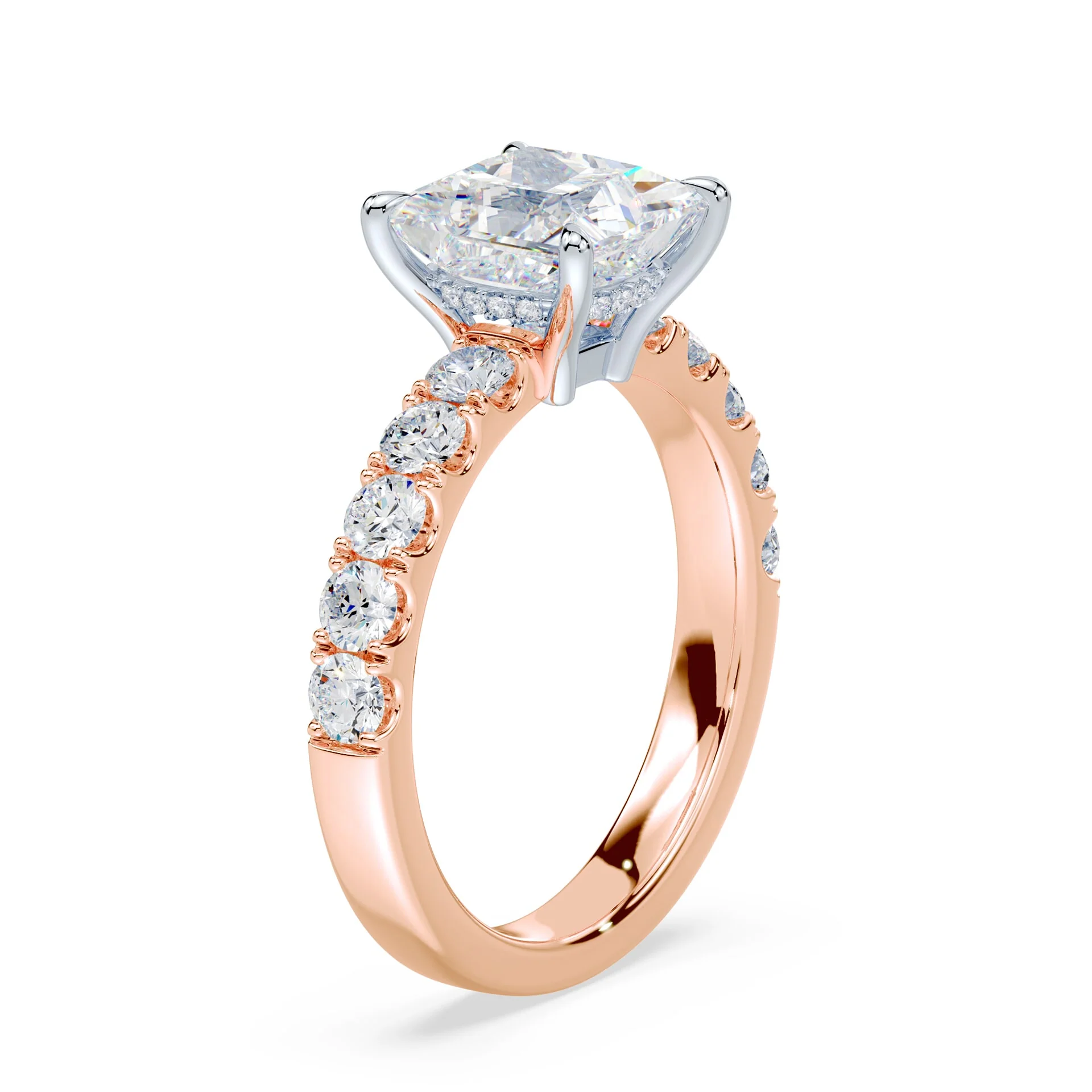 Princess Cut Low Hidden Halo Wide Pave - Image 2