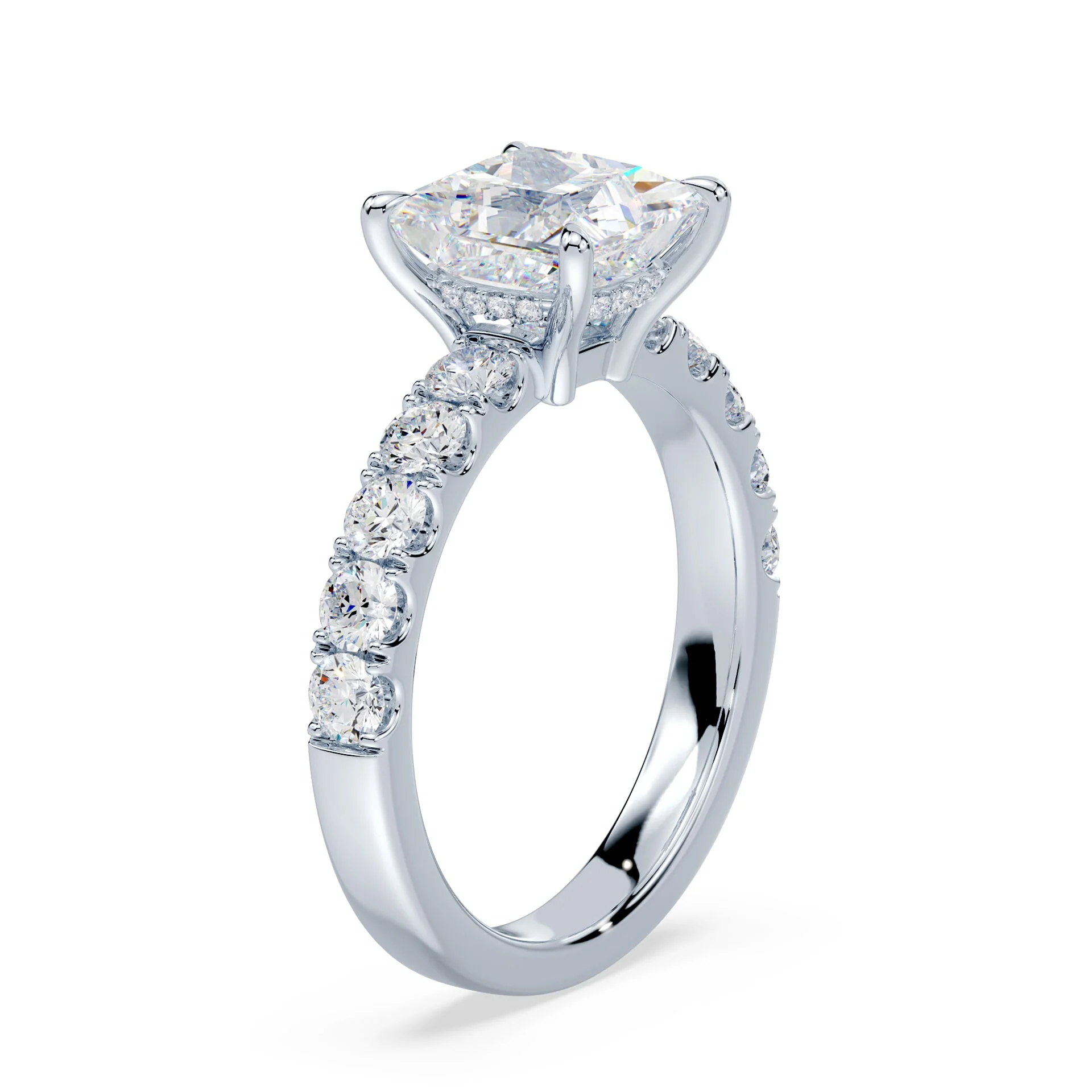 Princess Cut Low Hidden Halo Wide Pave - Image 2