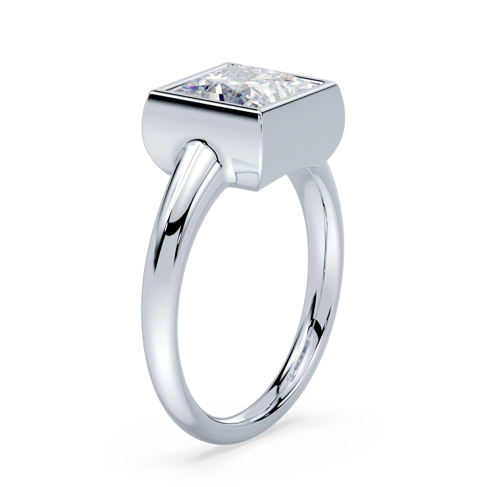 Princess Cut Low Wide Bezel Ring - Image 2