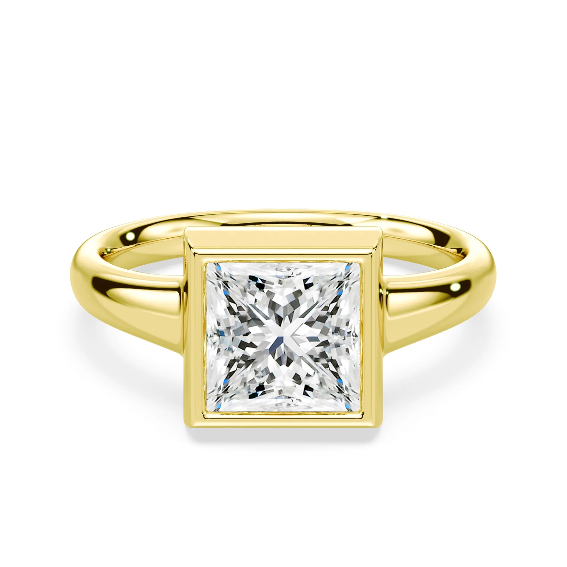 Princess Cut Low Wide Bezel Ring