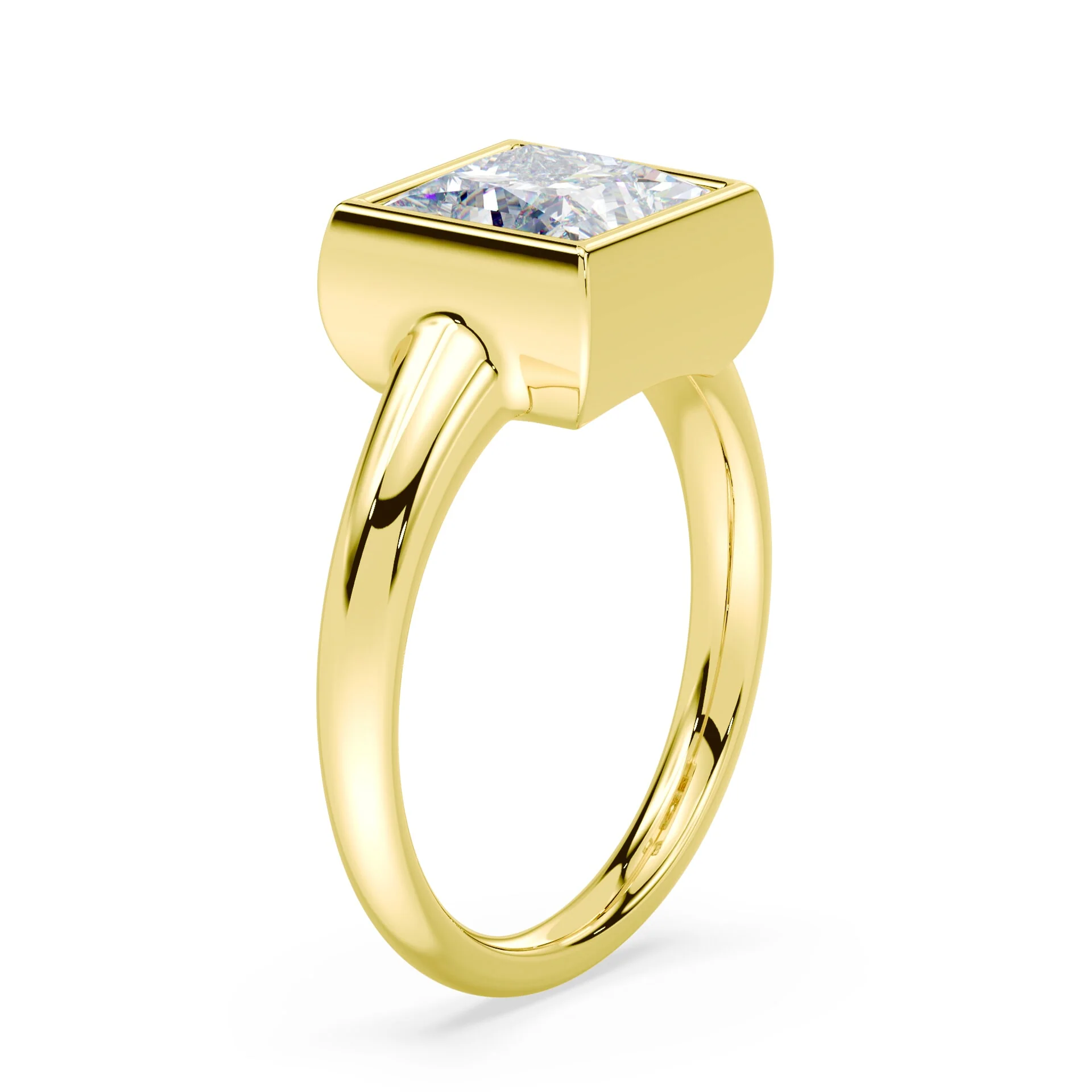 Princess Cut Low Wide Bezel Ring - Image 2