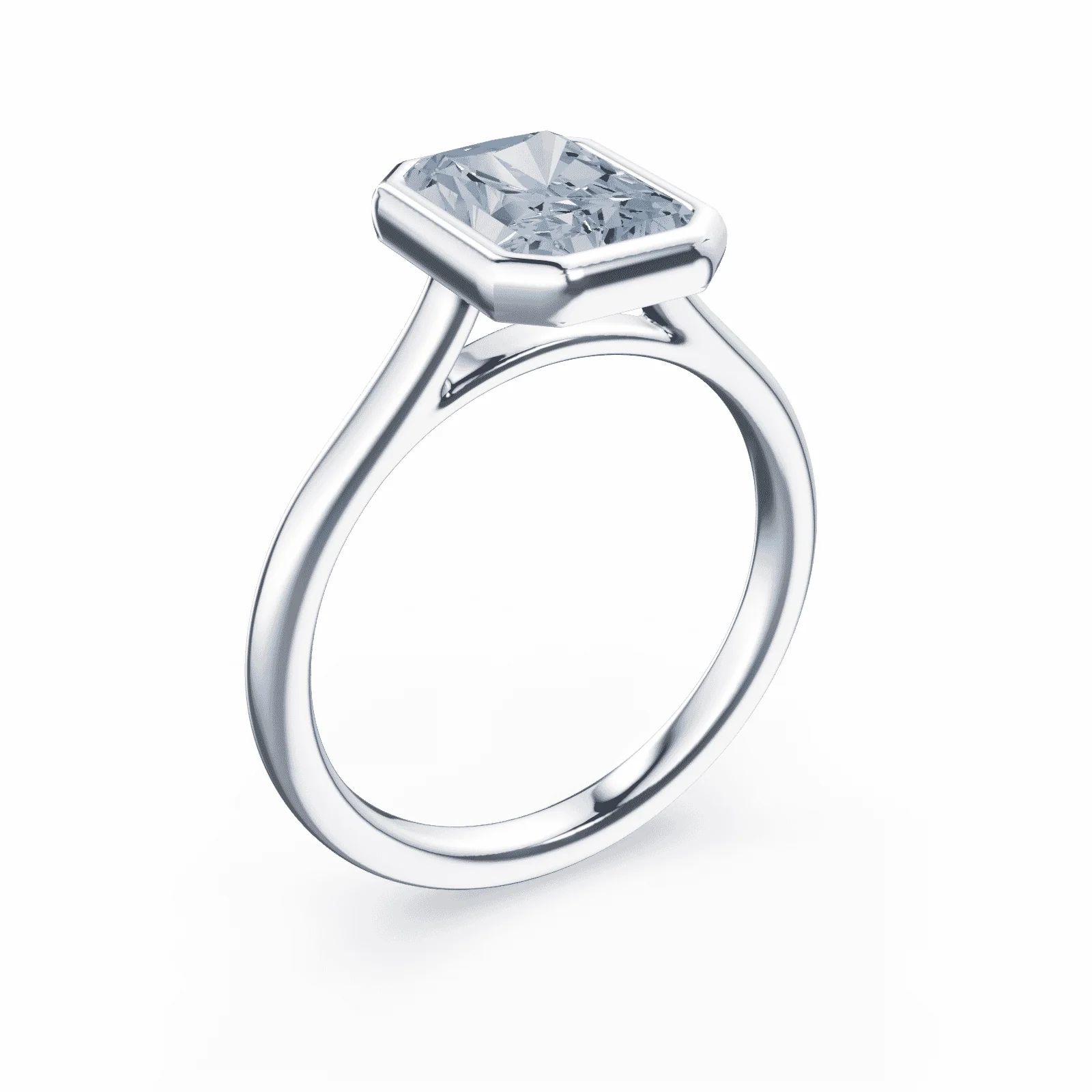 Radiant Cut Cathedral Bezel Blue Diamond Ring - Image 2