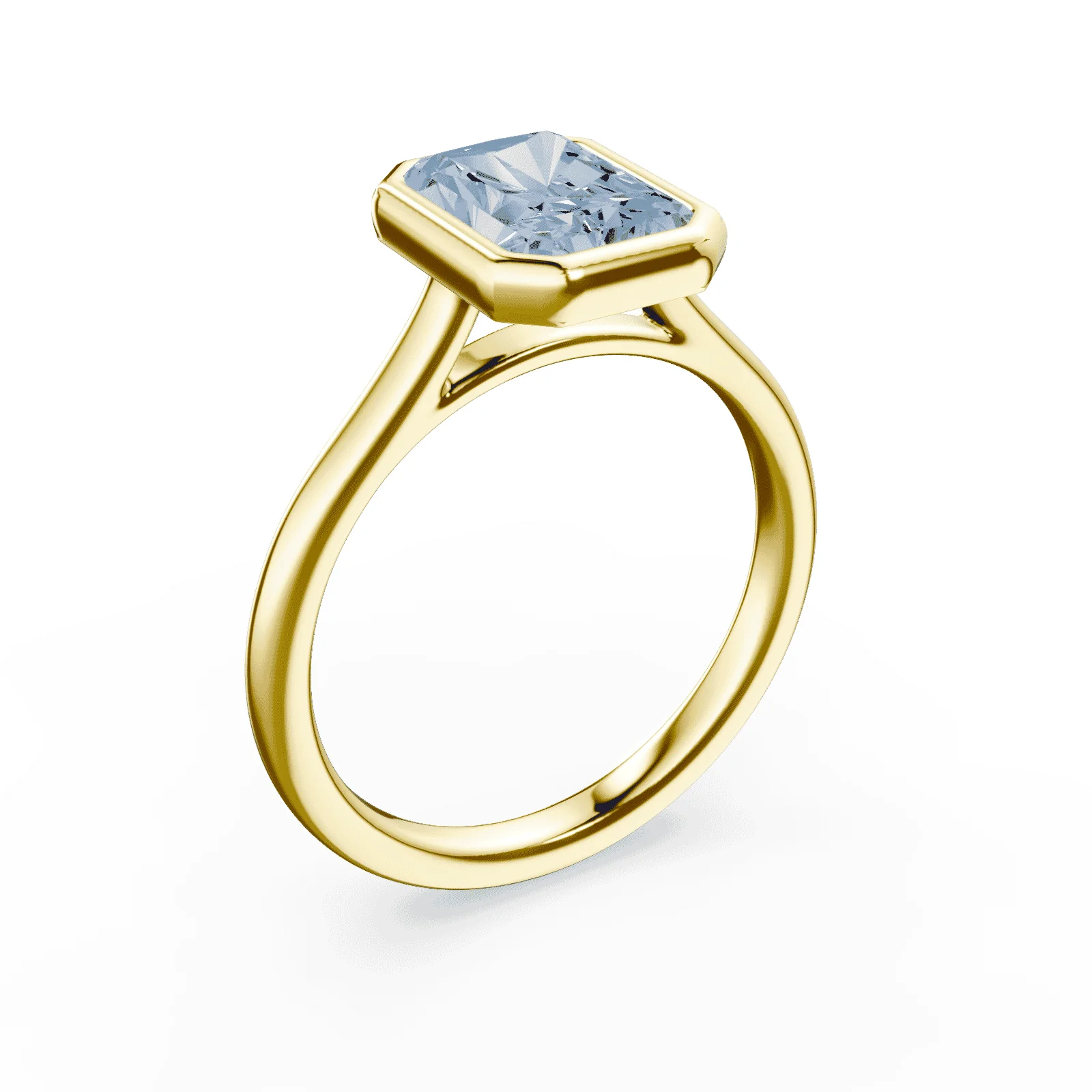 Radiant Cut Cathedral Bezel Blue Diamond Ring - Image 2