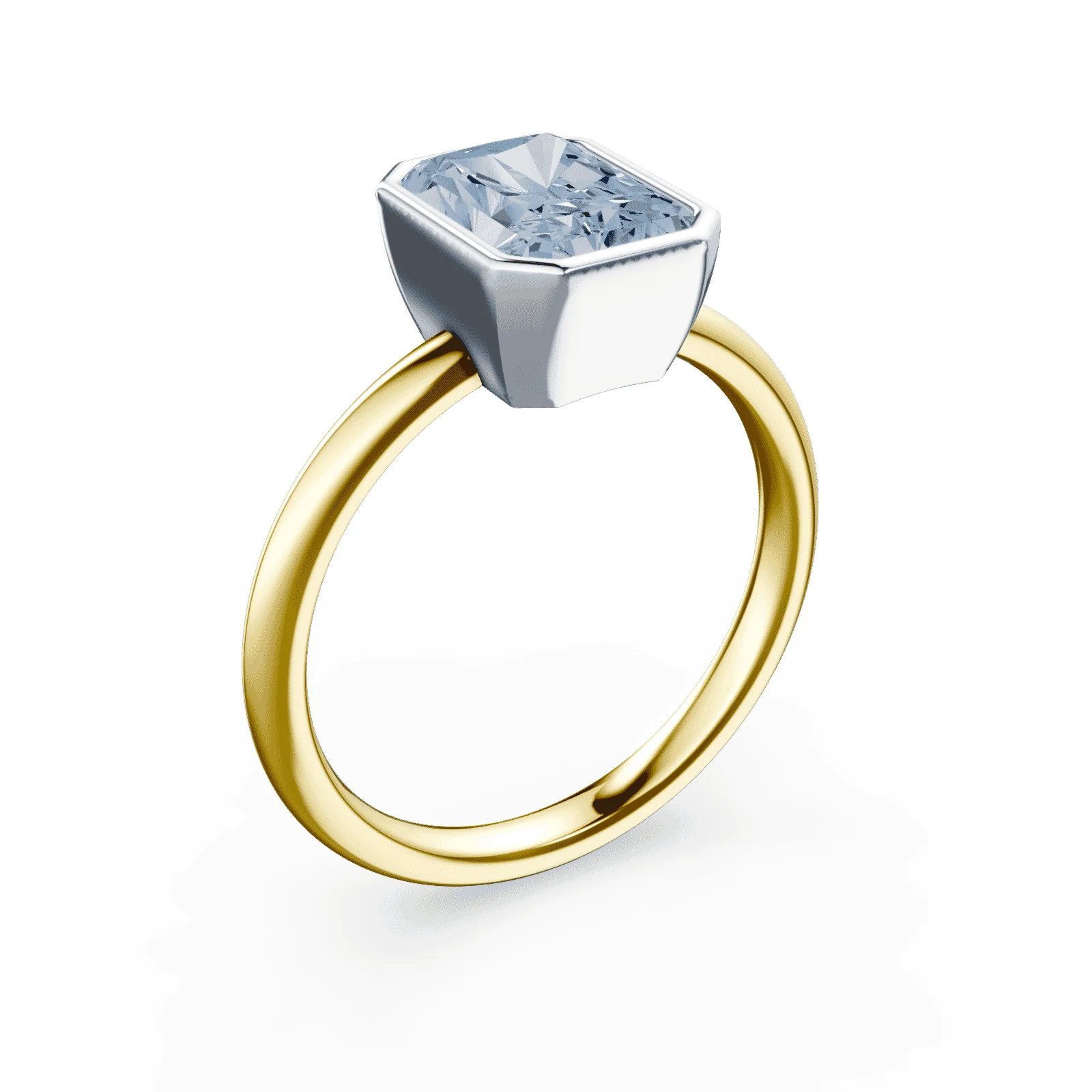 Radiant Cut Bezel Blue Diamond Ring - Image 2